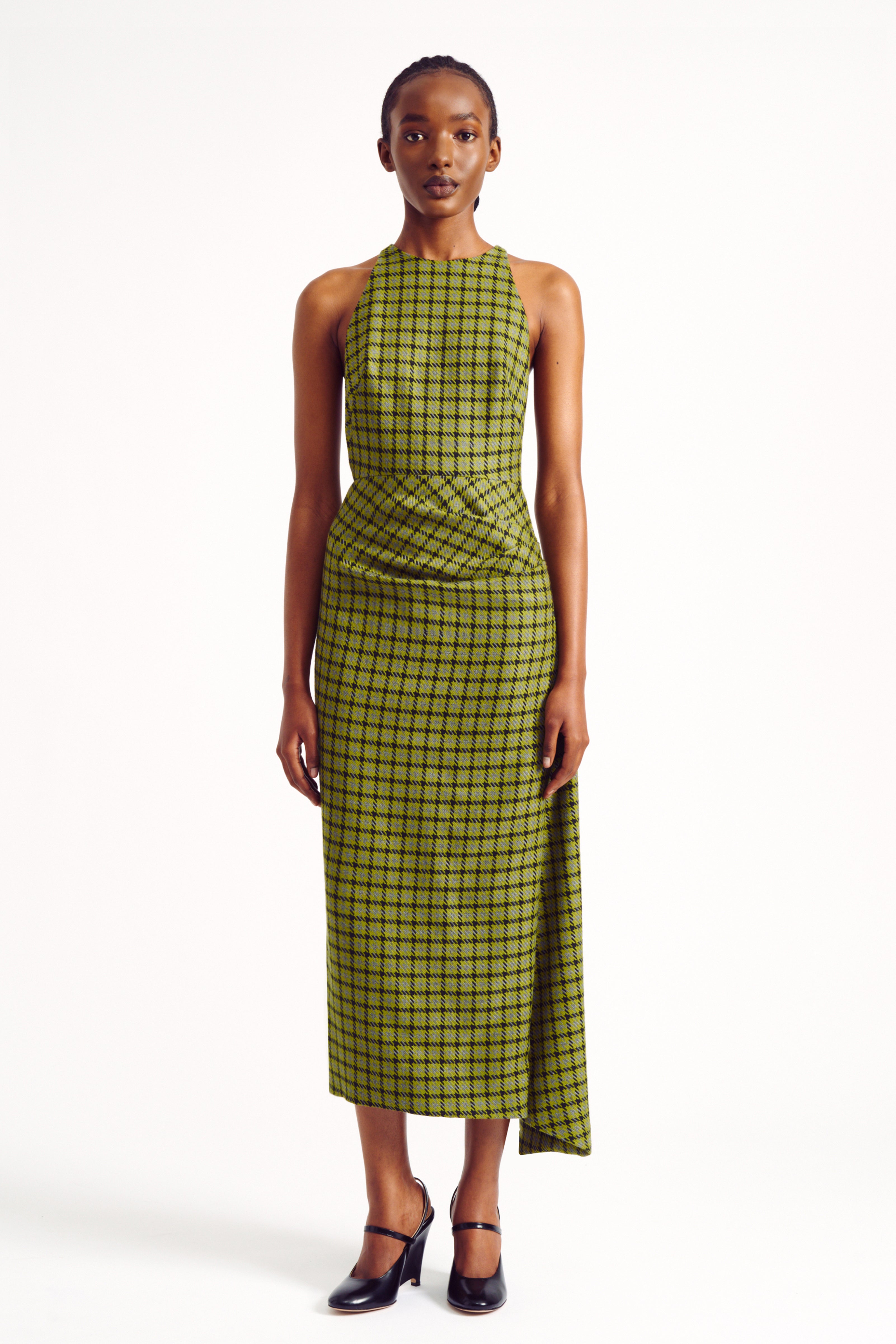 Yumana Green Shetland Houndstooth Dress | Emilia Wickstead Yumana Green Shetland Houndstooth Dress | Emilia Wickstead