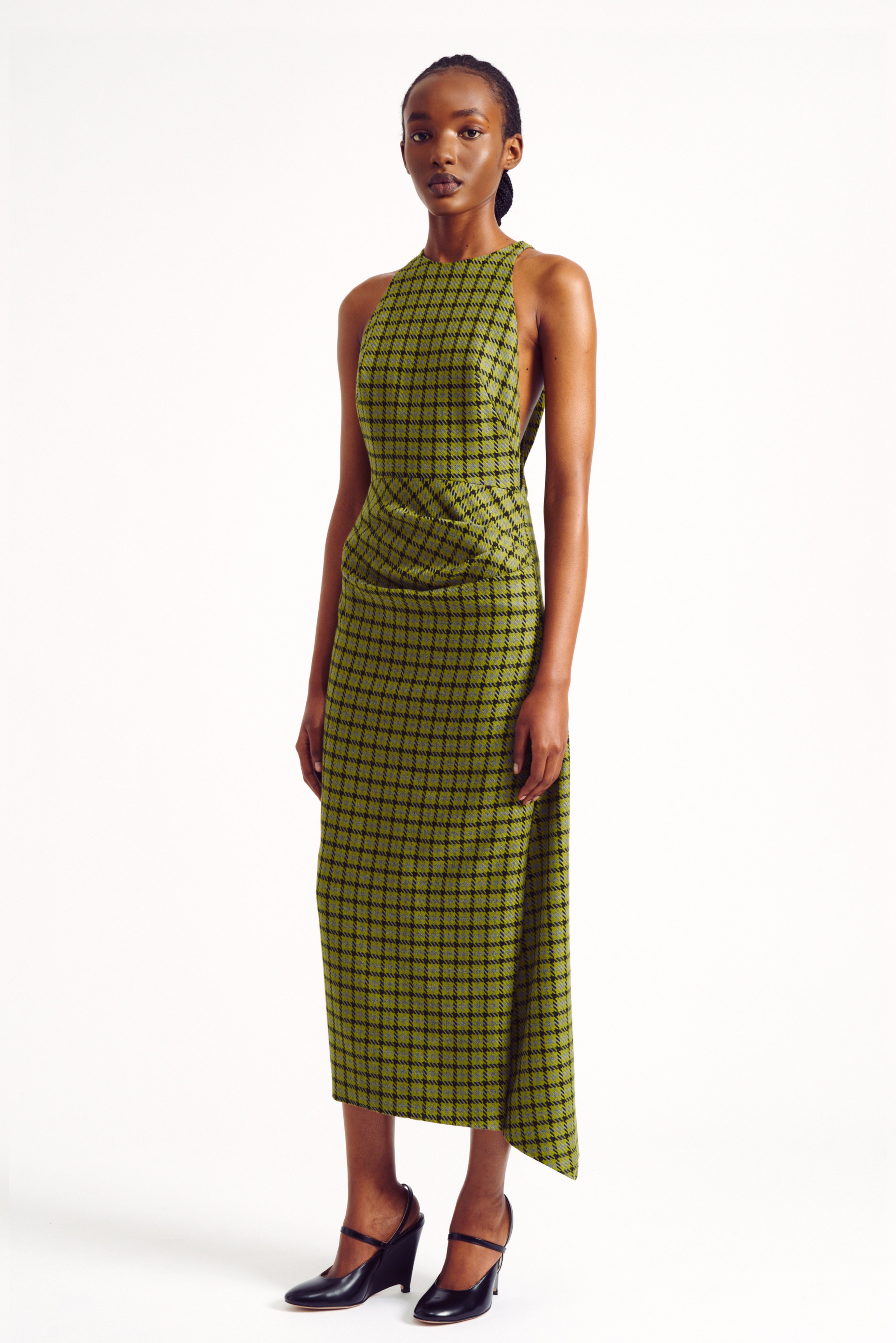 Yamuna Green Shetland Houndstooth Dress Yamuna Green Shetland Houndstooth Dress
