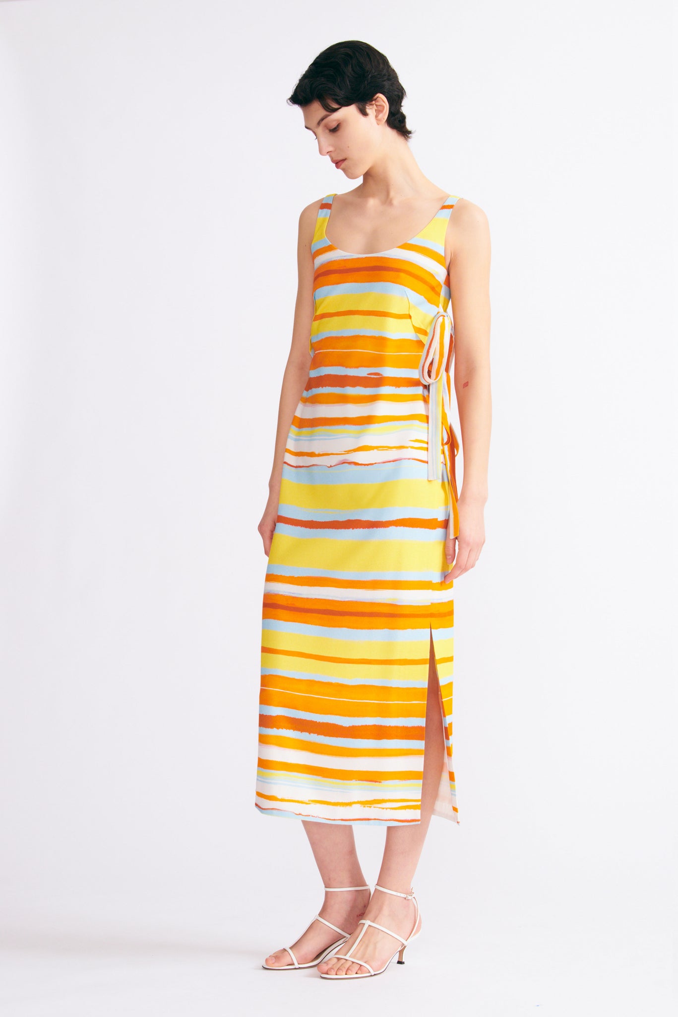 Birna Dress In Painted Orange Stripe Printed Viscose | Emilia Wickstead
