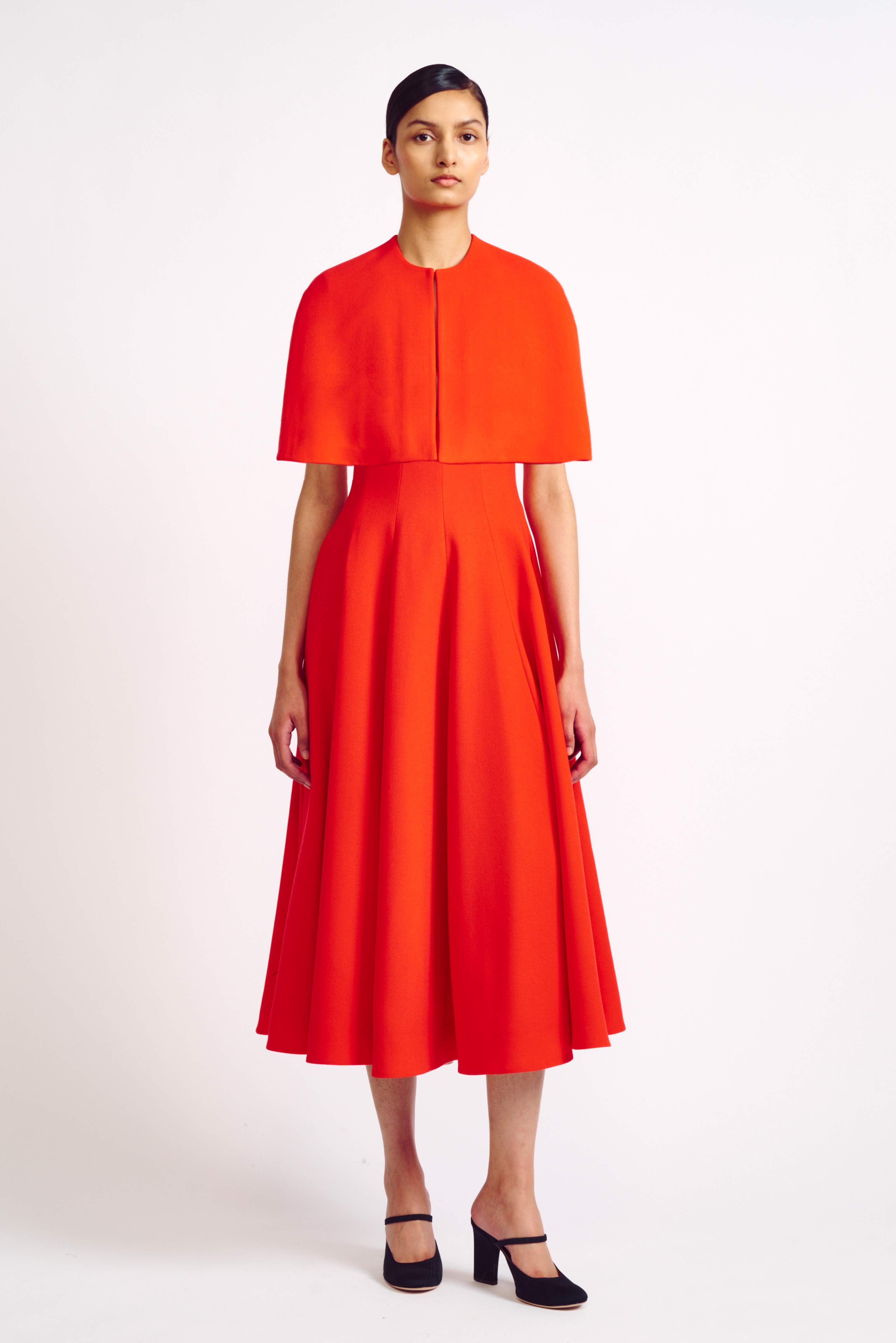 Domie Coral Single Wool Crepe Capelet | Emilia Wickstead