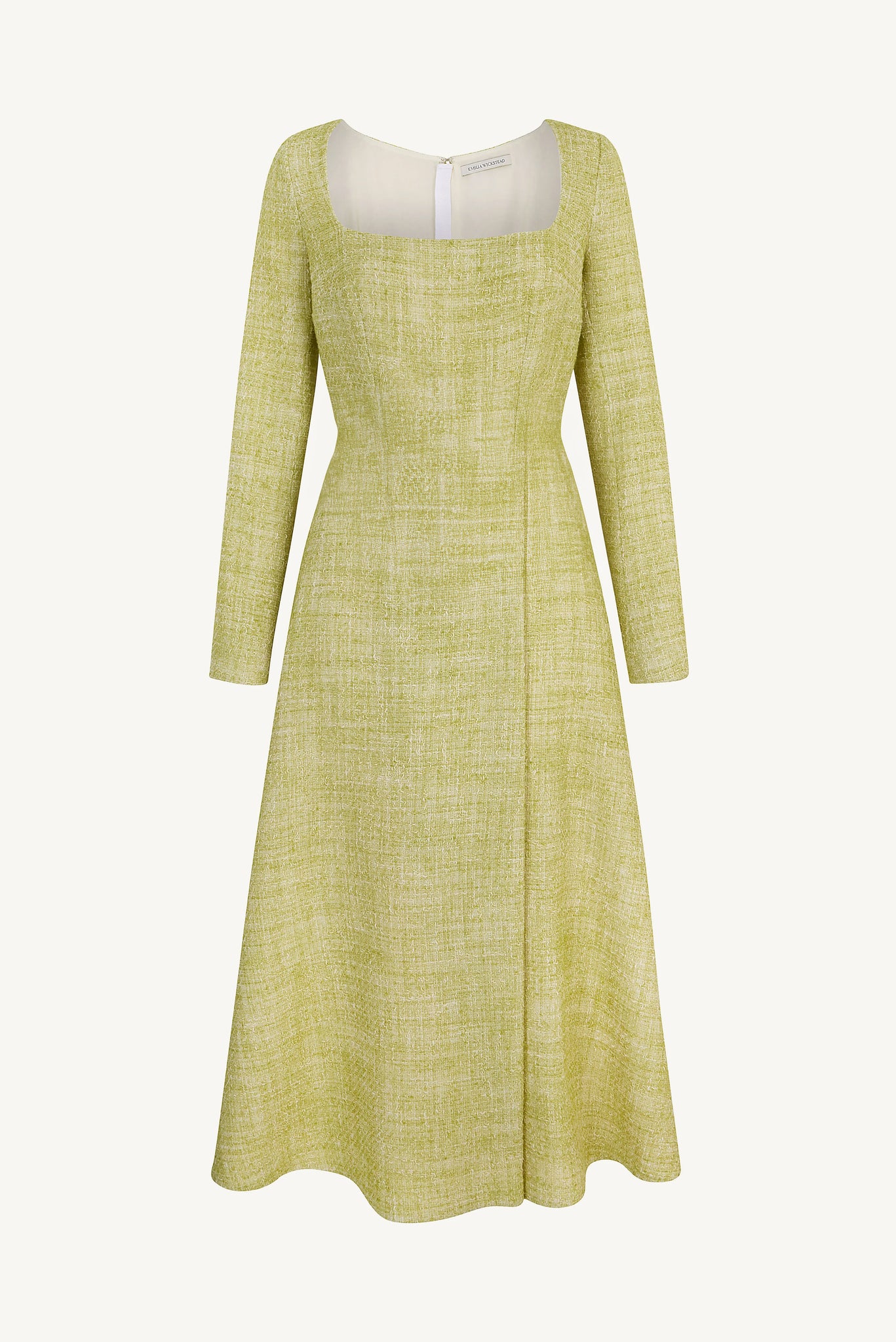 Fara Dress In Apple Green Cotton Tweed