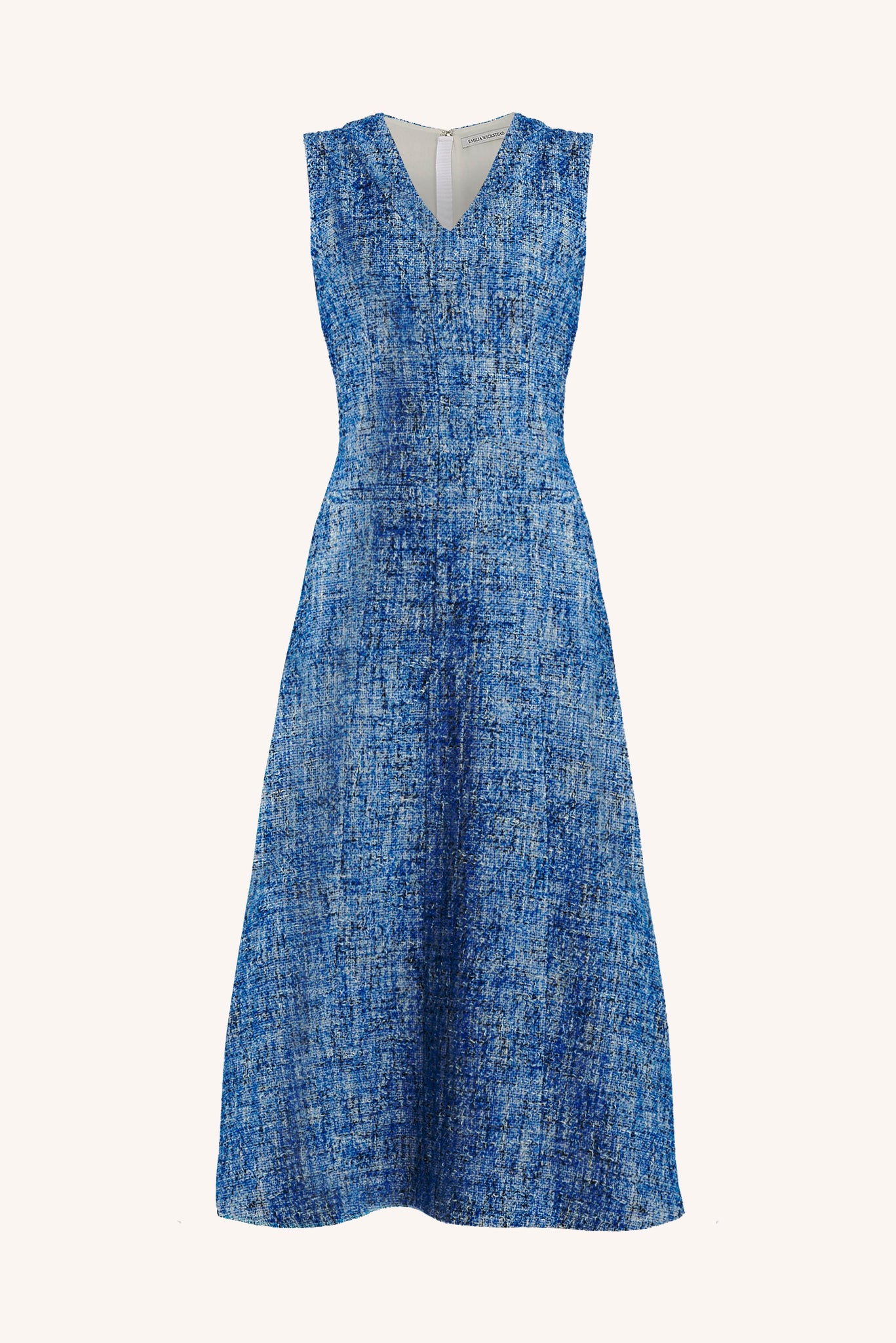 Mio Dress In Blue Cotton Tweed - Emilia Wickstead