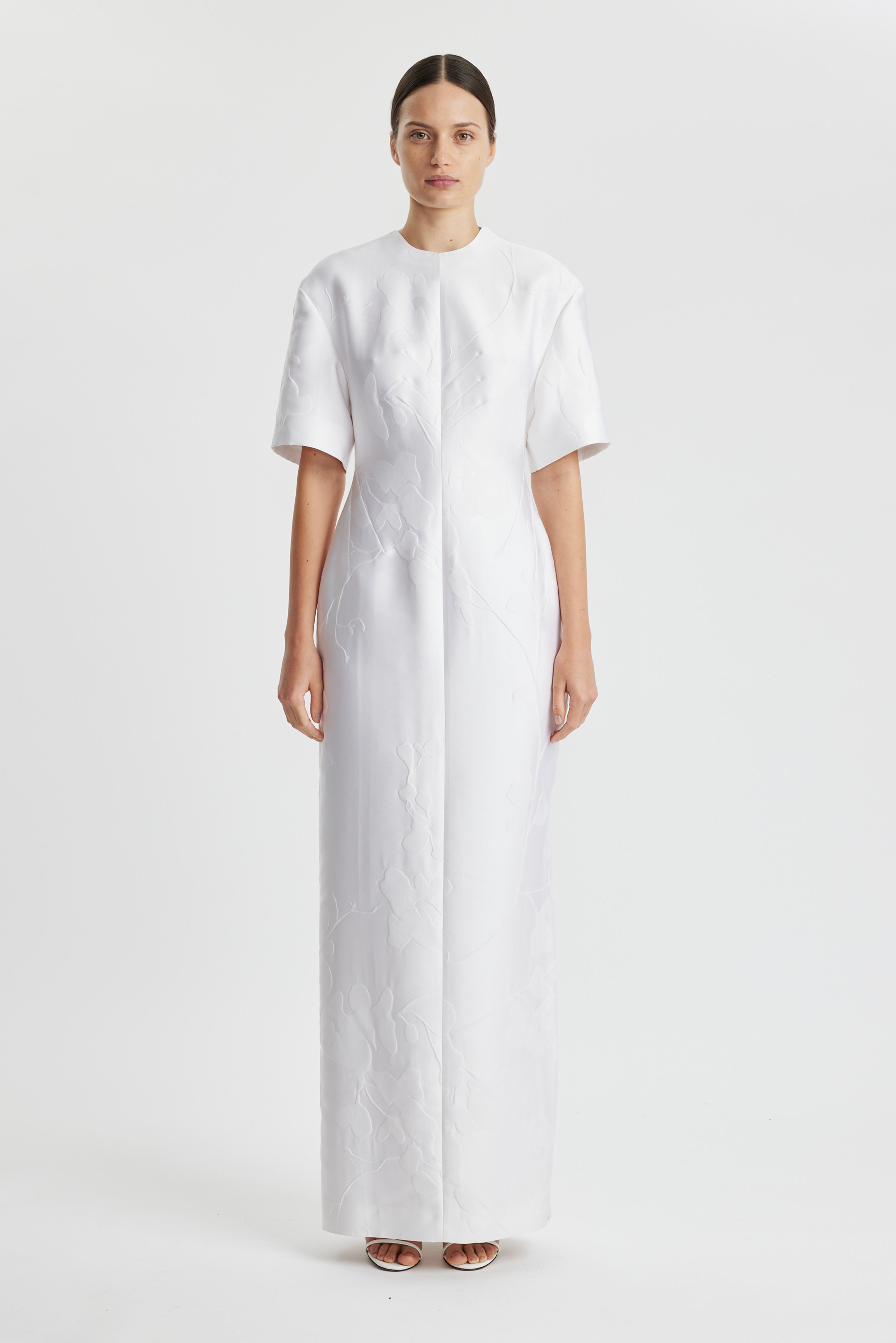 Sidres Dress In Optic White Embossed Cloque | Emilia Wickstead