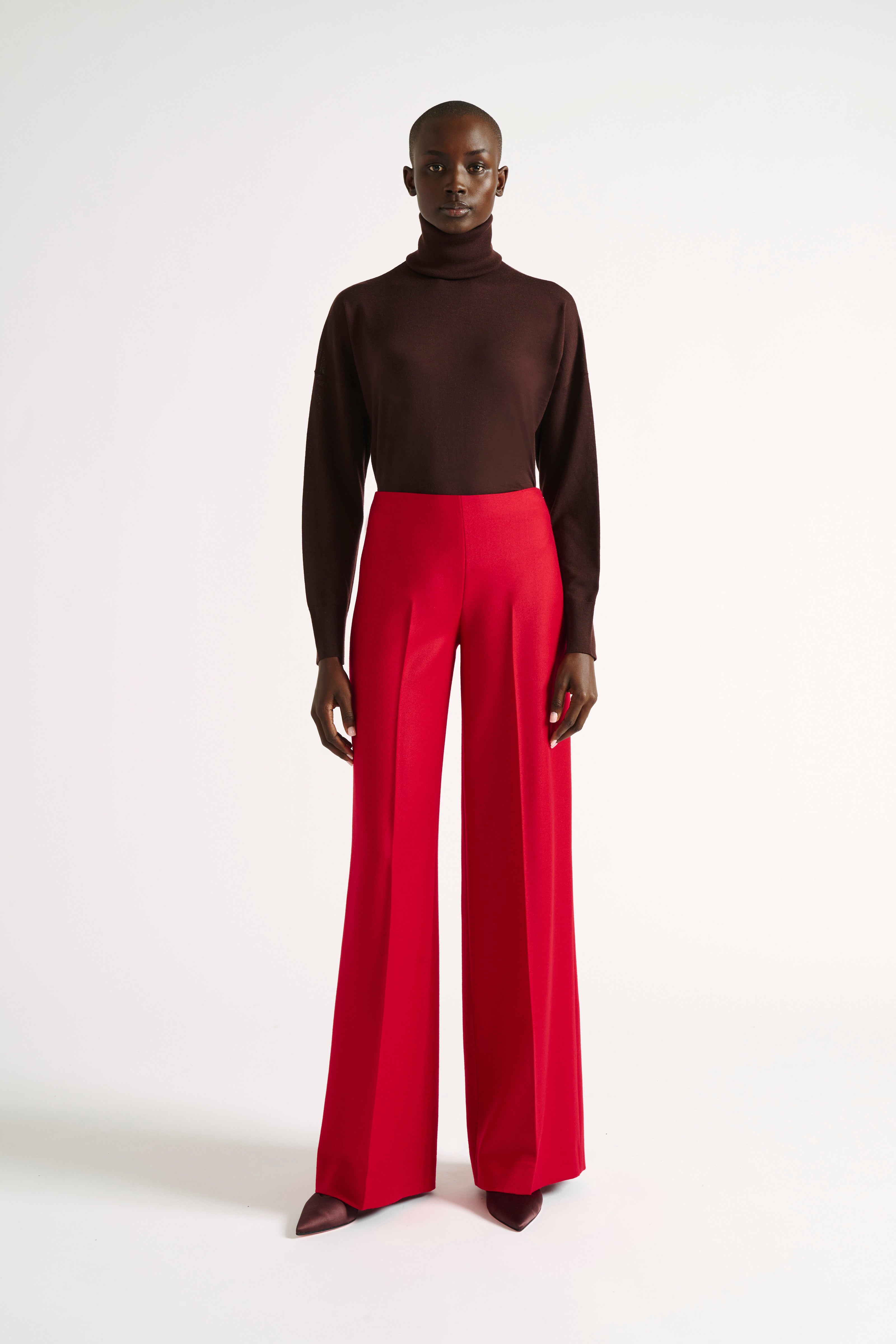 Aura Trouser, Red Wide-Leg Tailored Trousers