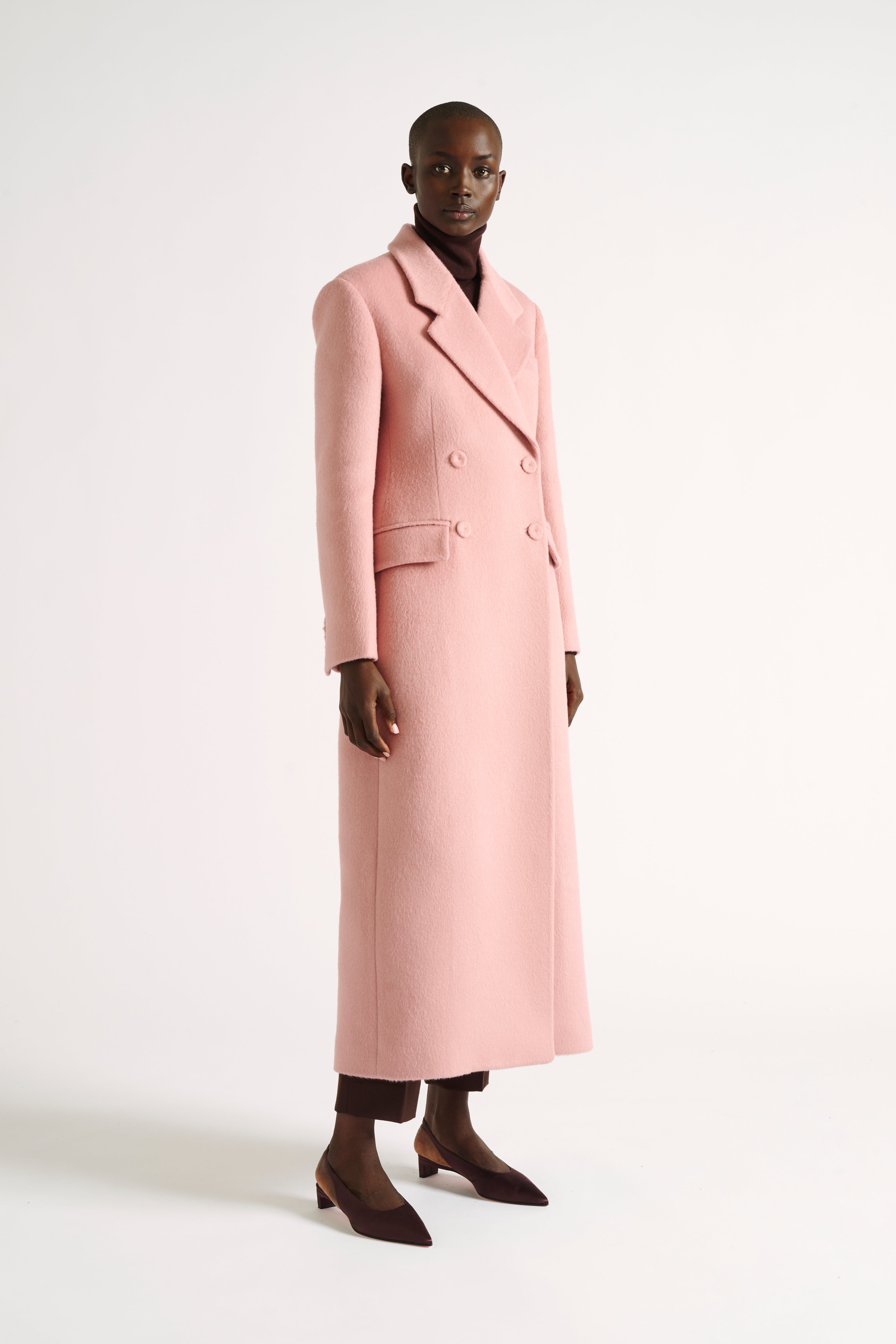 Double breasted new arrivals pink coat