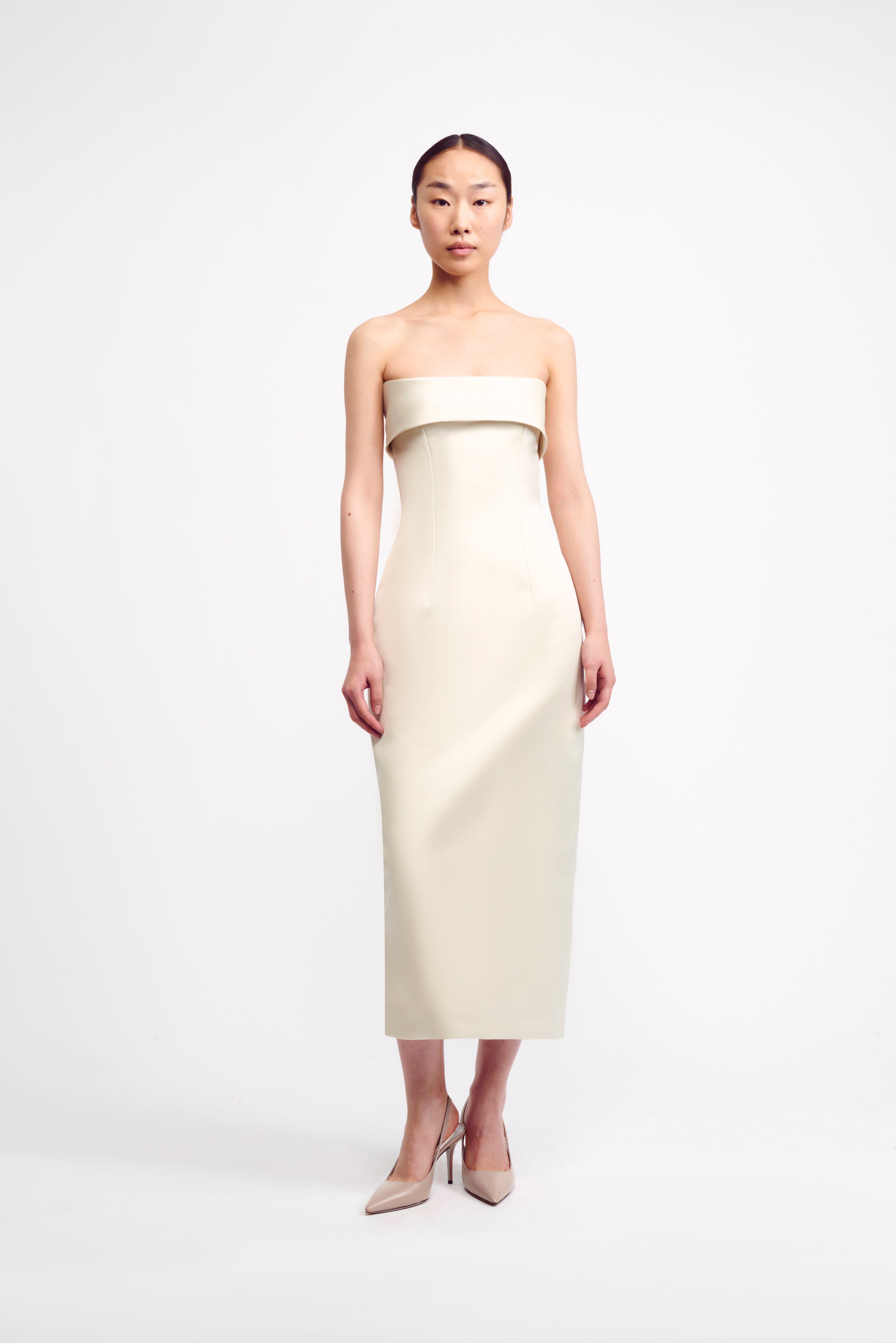 Keeley Dress |Ivory Duchess Satin Strapless Dress | Emilia Wickstead Keeley Dress |Ivory Duchess Satin Strapless Dress | Emilia Wickstead