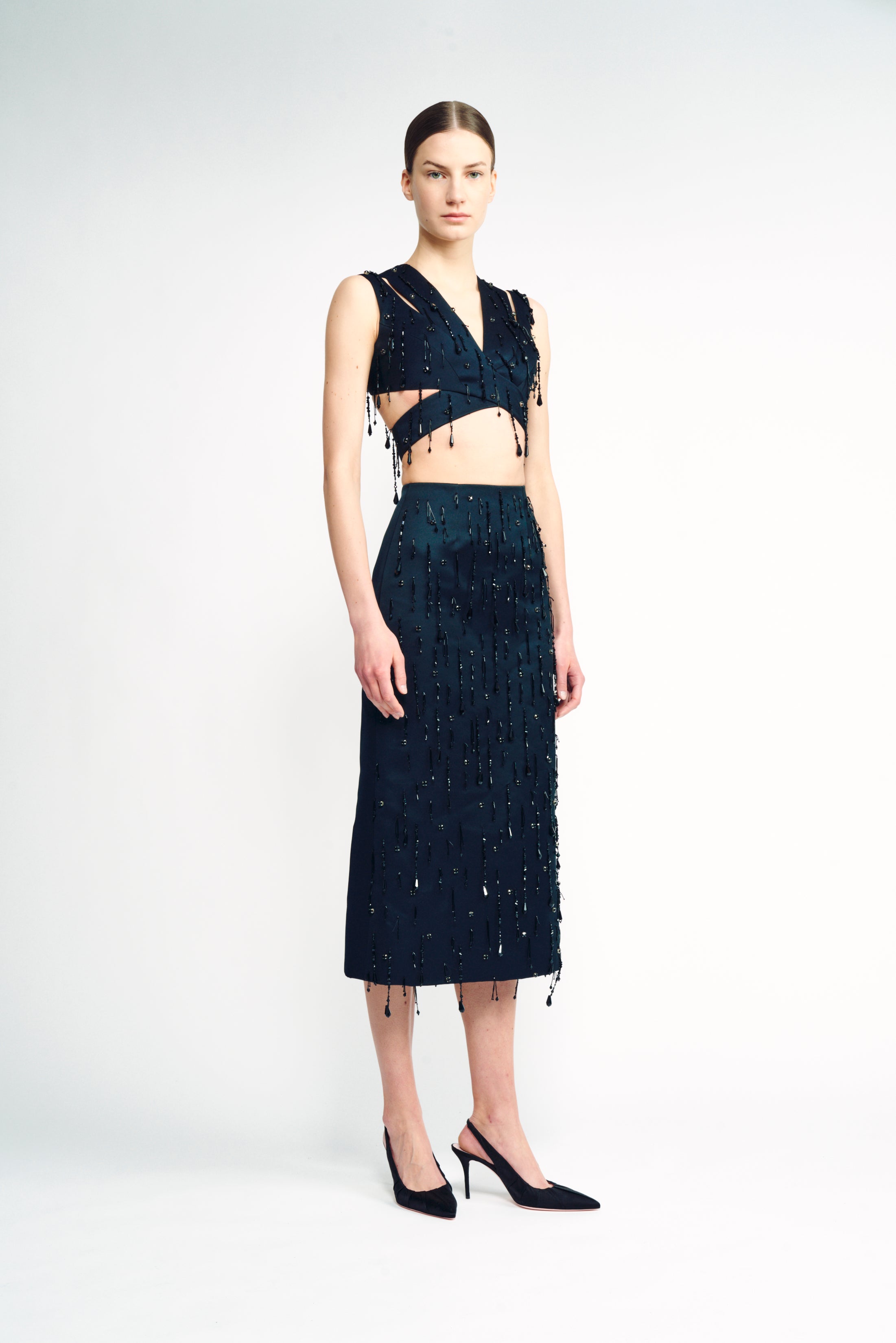 Emilia sequin jersey midi cheap skirt