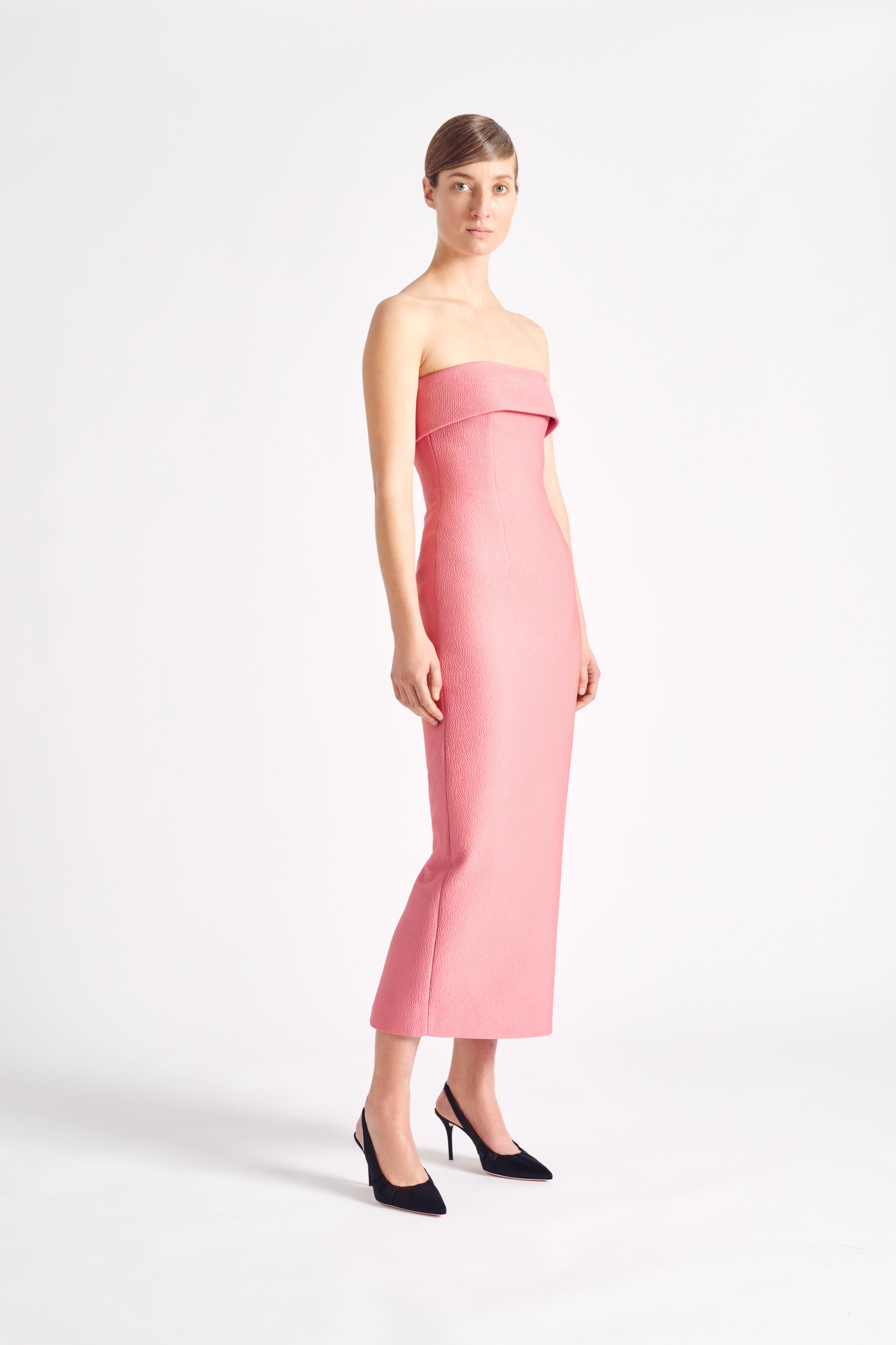 Keeley Dress | Strapless Duchess Satin Dress in Antique Pink | Emilia Wickstead Keeley Dress | Strapless Duchess Satin Dress in Antique Pink | Emilia Wickstead