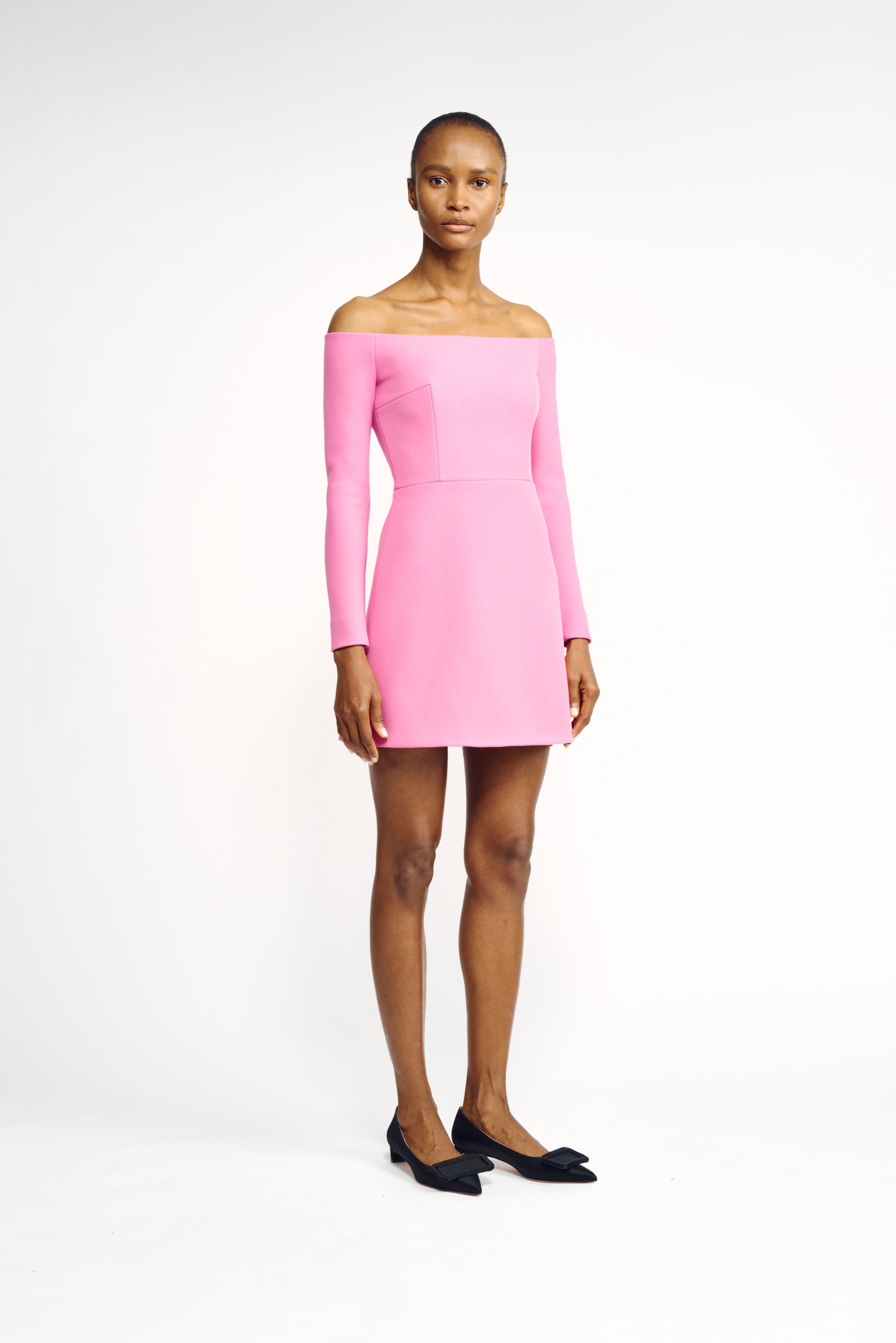 pinks dress Everleigh Dress | Pink Off Shoulder Long Sleeve Mini Dress