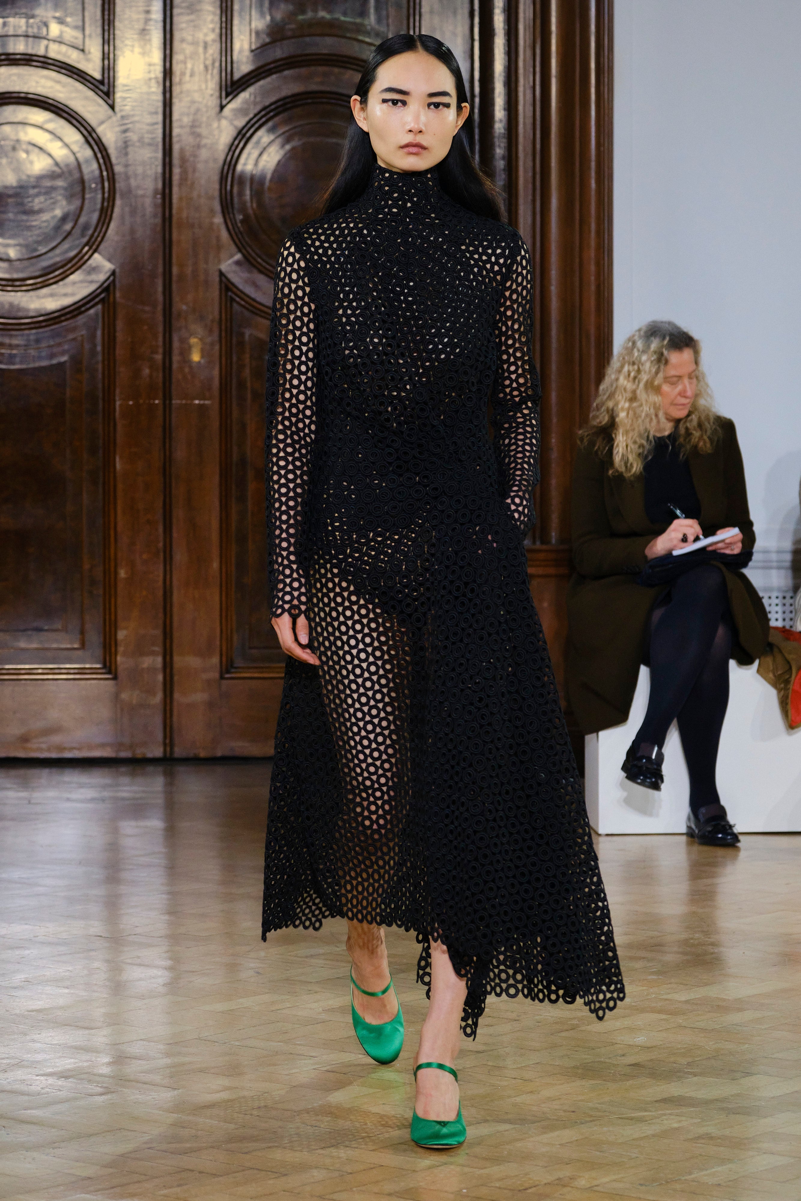 Chita Black High Neck Sequin Mesh Dress Chita Black High Neck Sequin Mesh Dress