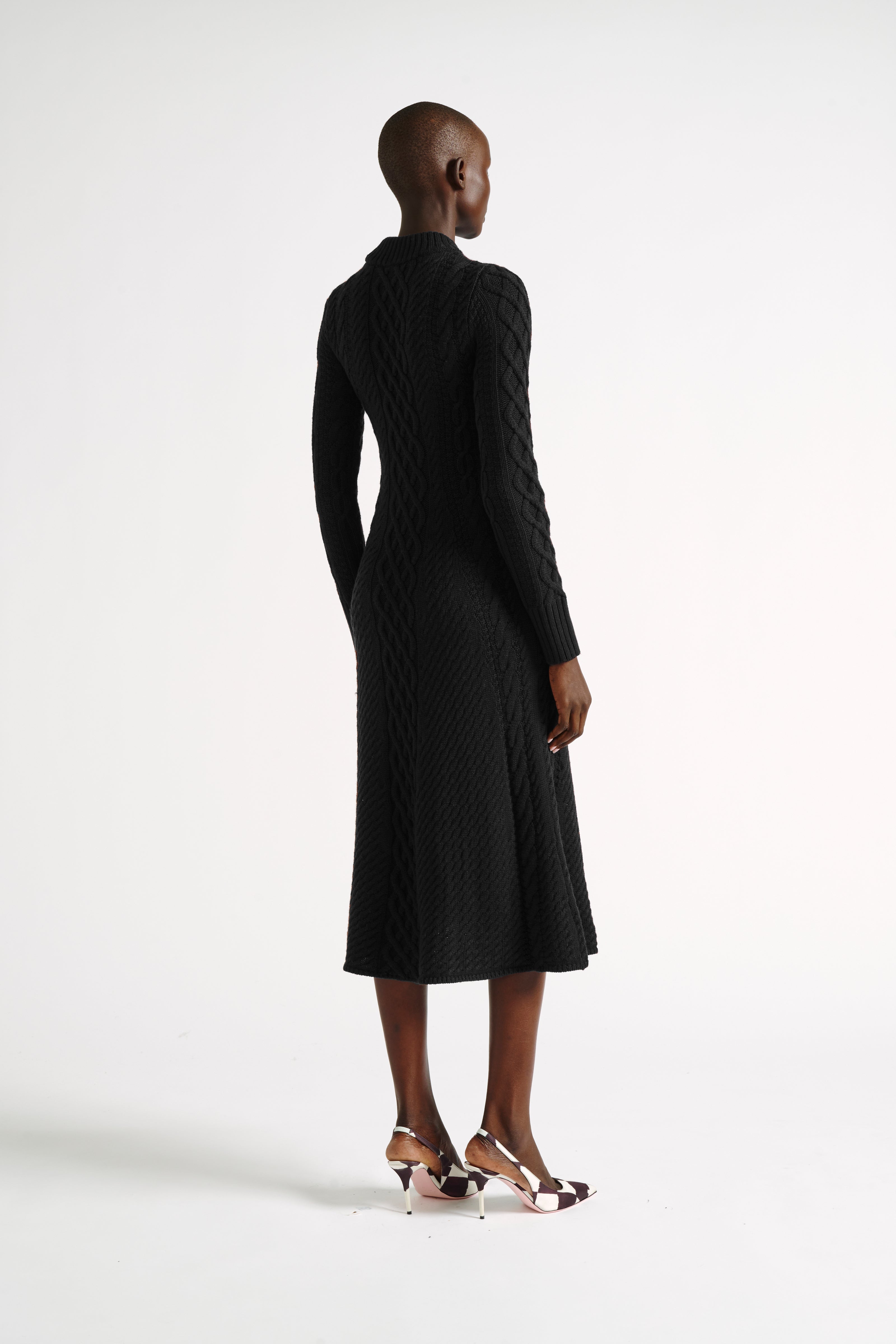 Soraya Dress | Black Cable Knit Dress | Emilia Wickstead