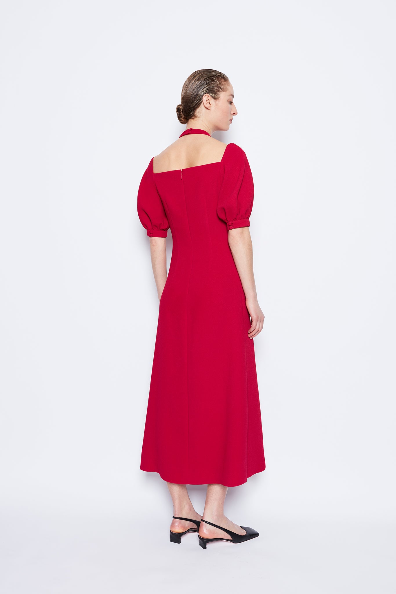 Victoria Double Crepe Dress Raspberry 