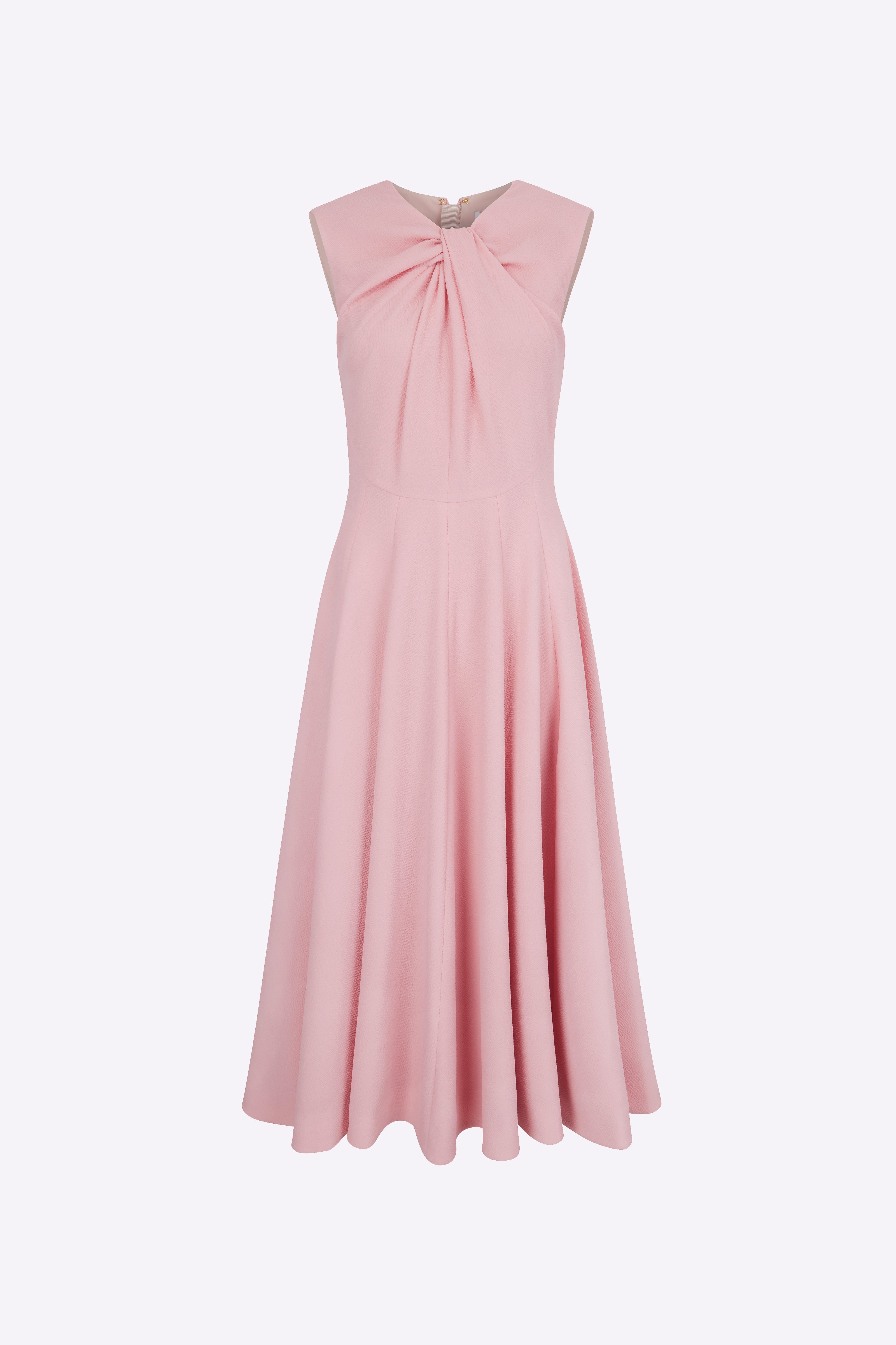Meryl Dress | Pink Twist Neck Detail Midi Dress