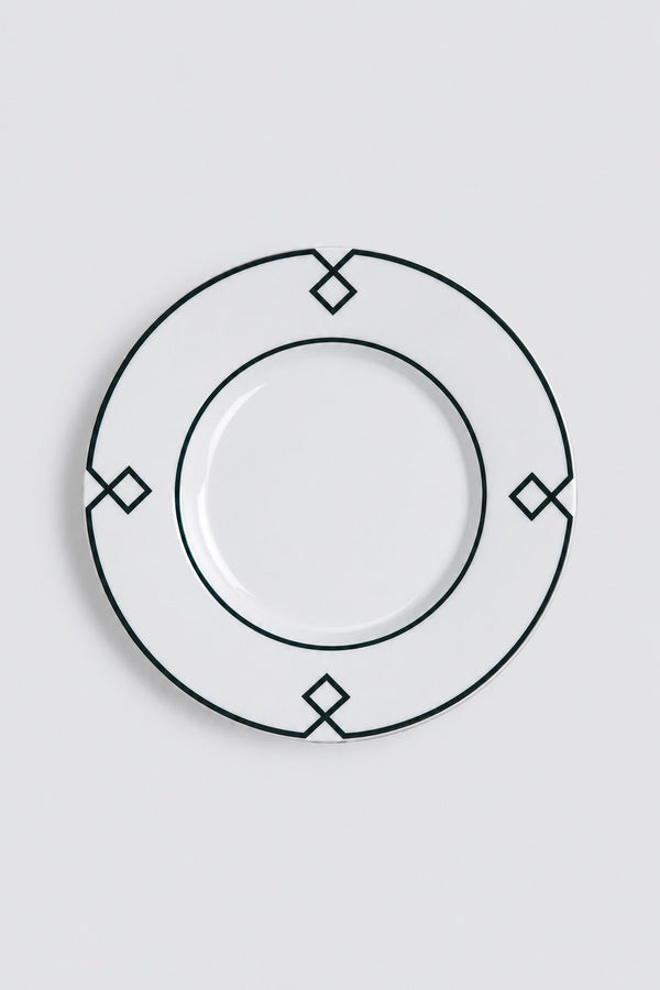 Naples Dessert Plate with Green Geometric Border — Bridal Registry