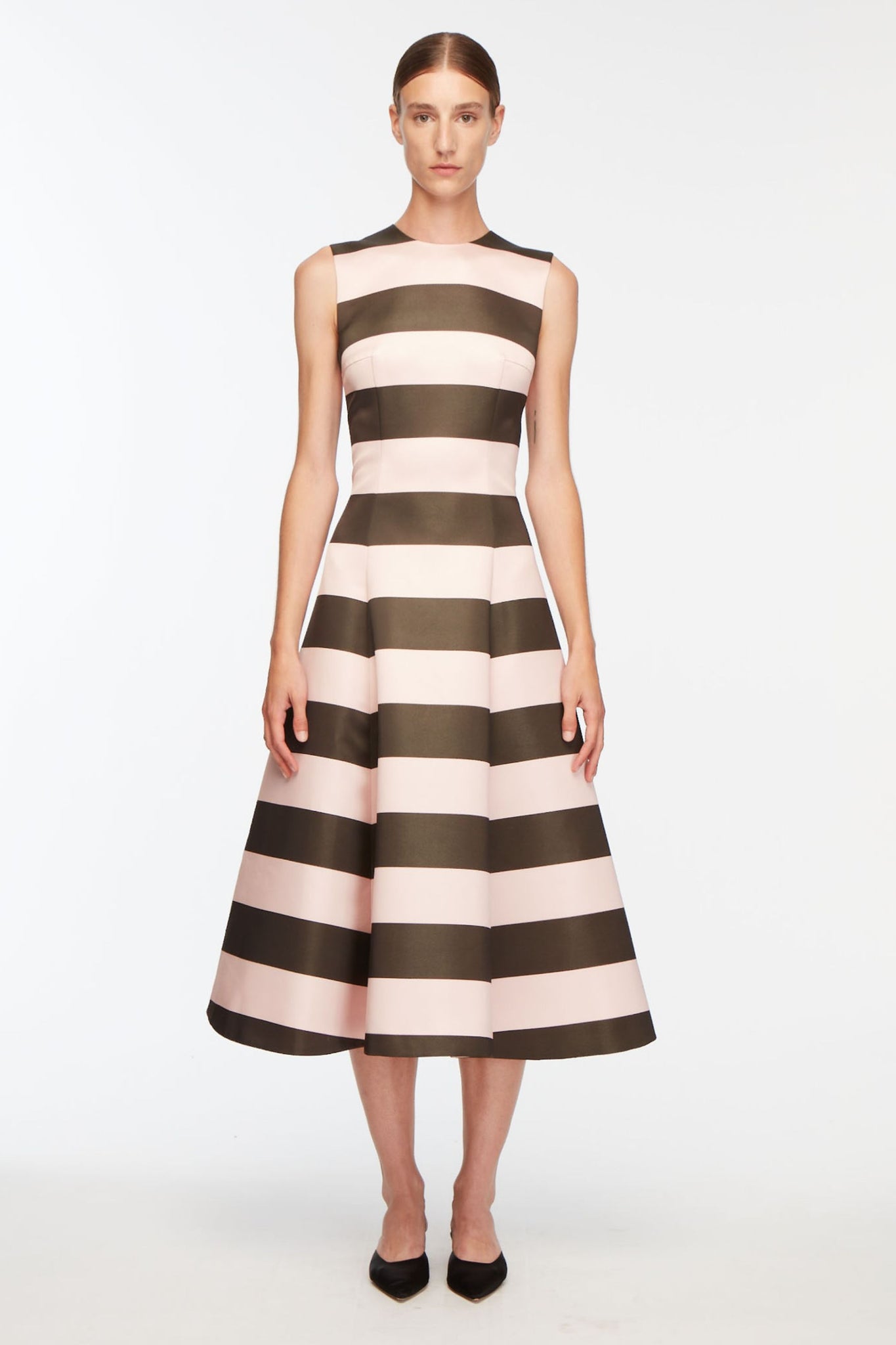Mara Dress In Pink And Brown Stripe Italian Duchess Satin
Success | Emilia Wickstead