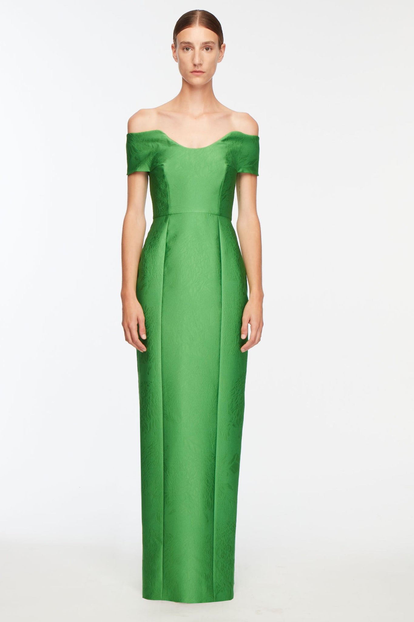 Emilia Wickstead Off-Shoulder Green Aislinn Floor Length Dress 
