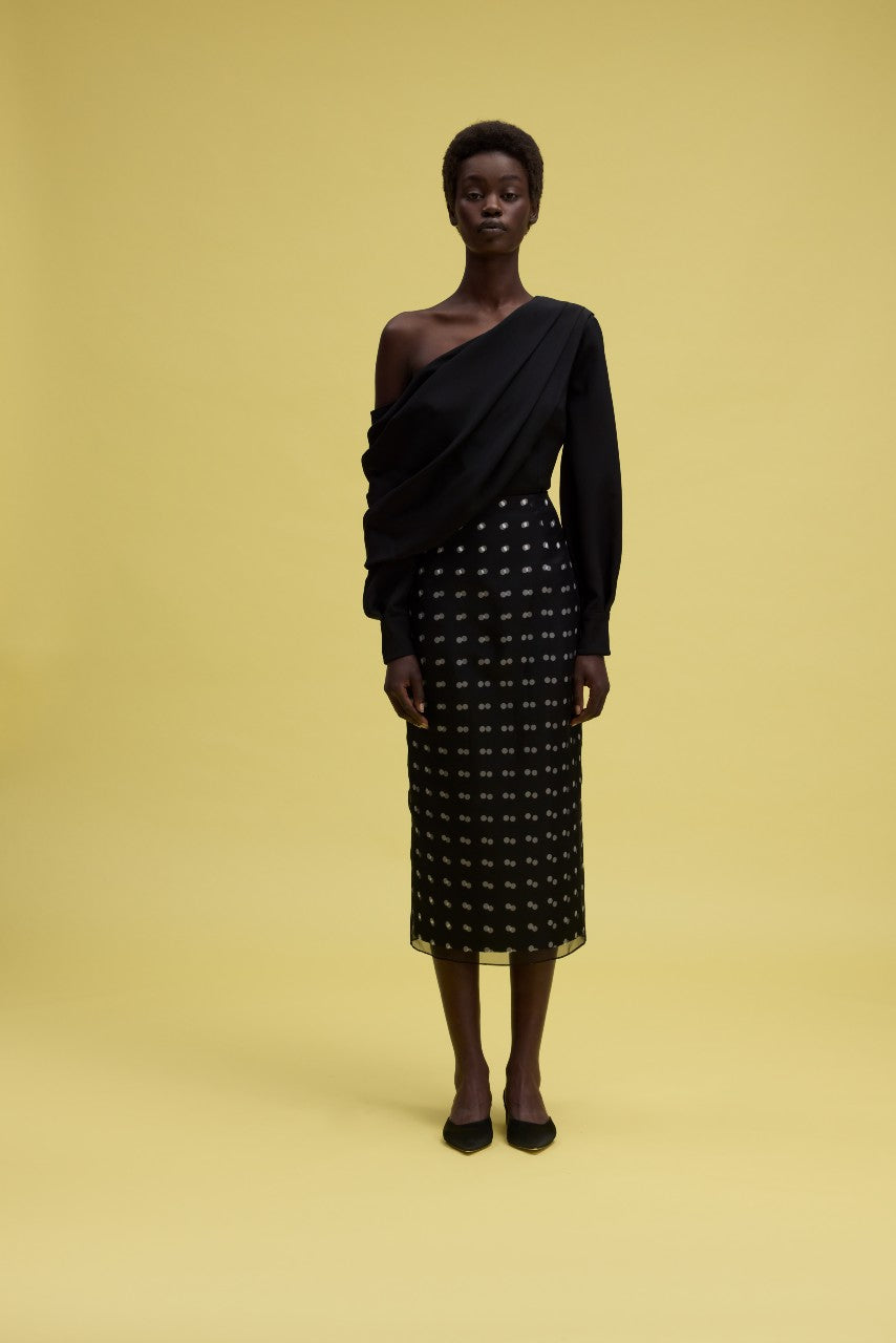 Bethan Skirt In Polka Dot Tafetta Faille & Organza
