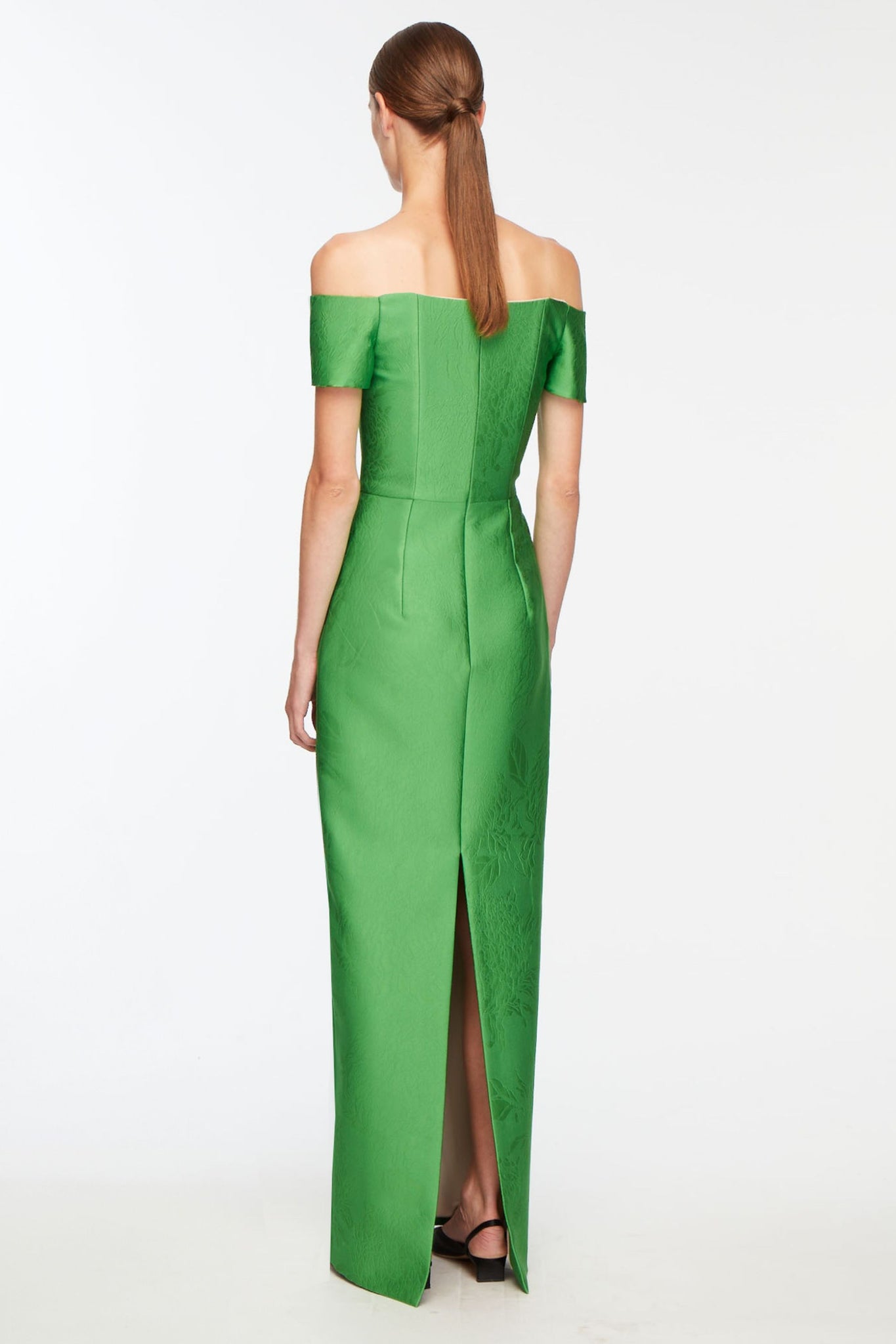 Emilia Wickstead Off-Shoulder Green Aislinn Floor Length Dress 