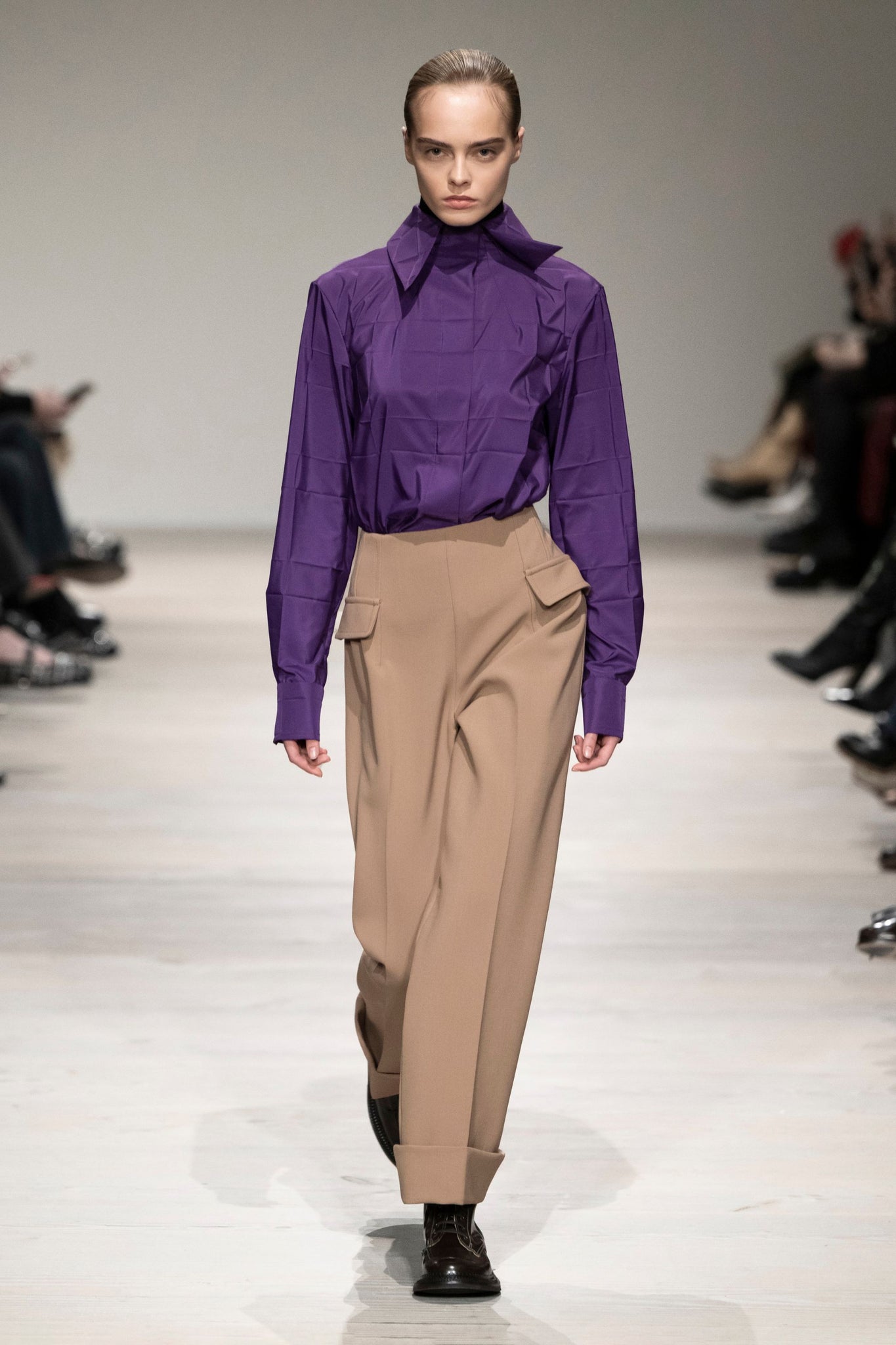 Brissa Trousers In Camel Birdseye Suiting