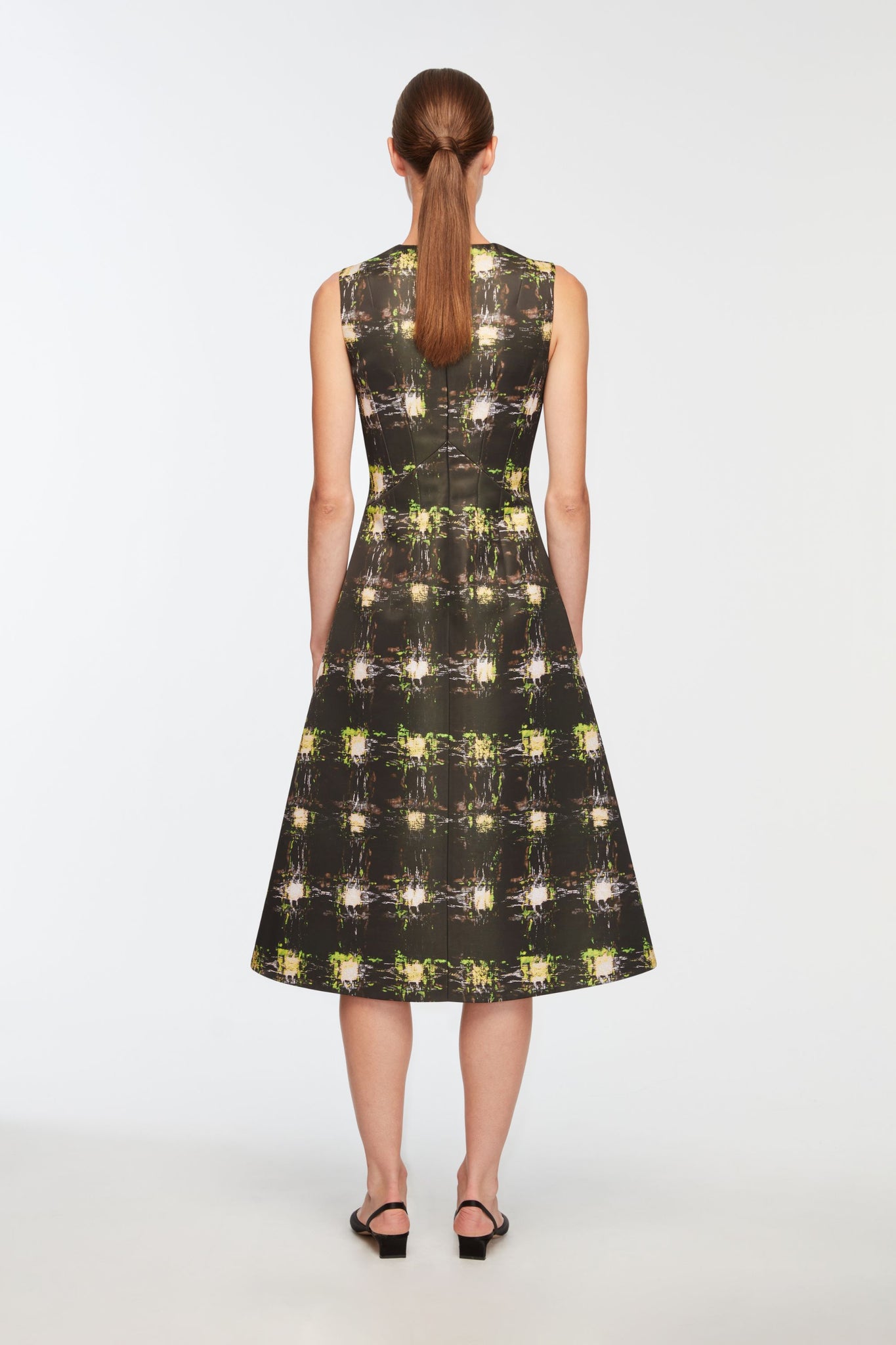Rumi Dress In Printed Green Check Genzianella