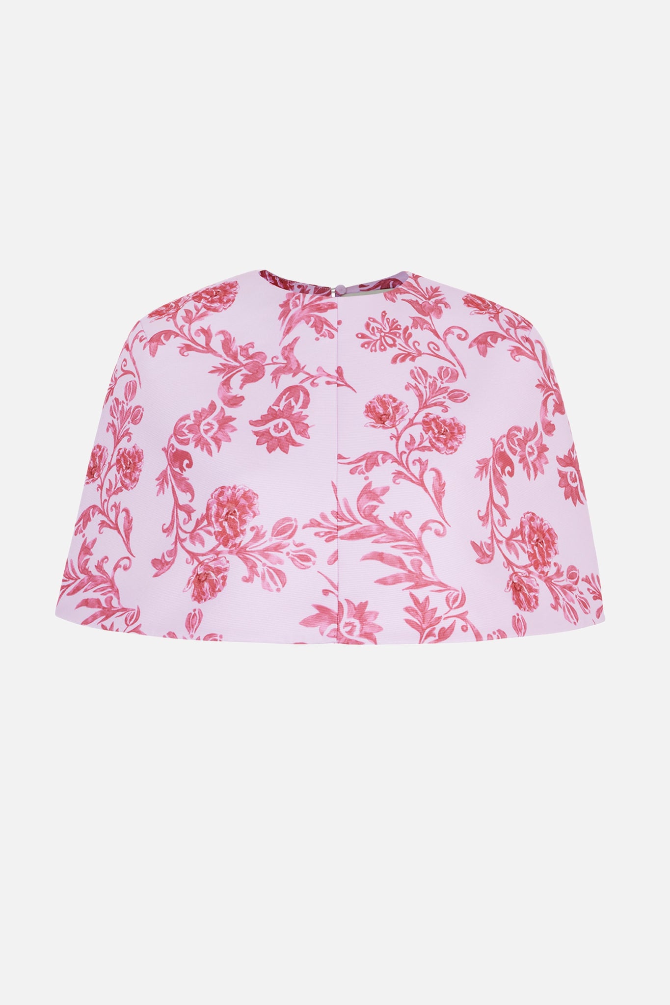 Virginie Cape In Pink Floral Damask Taffeta Faille