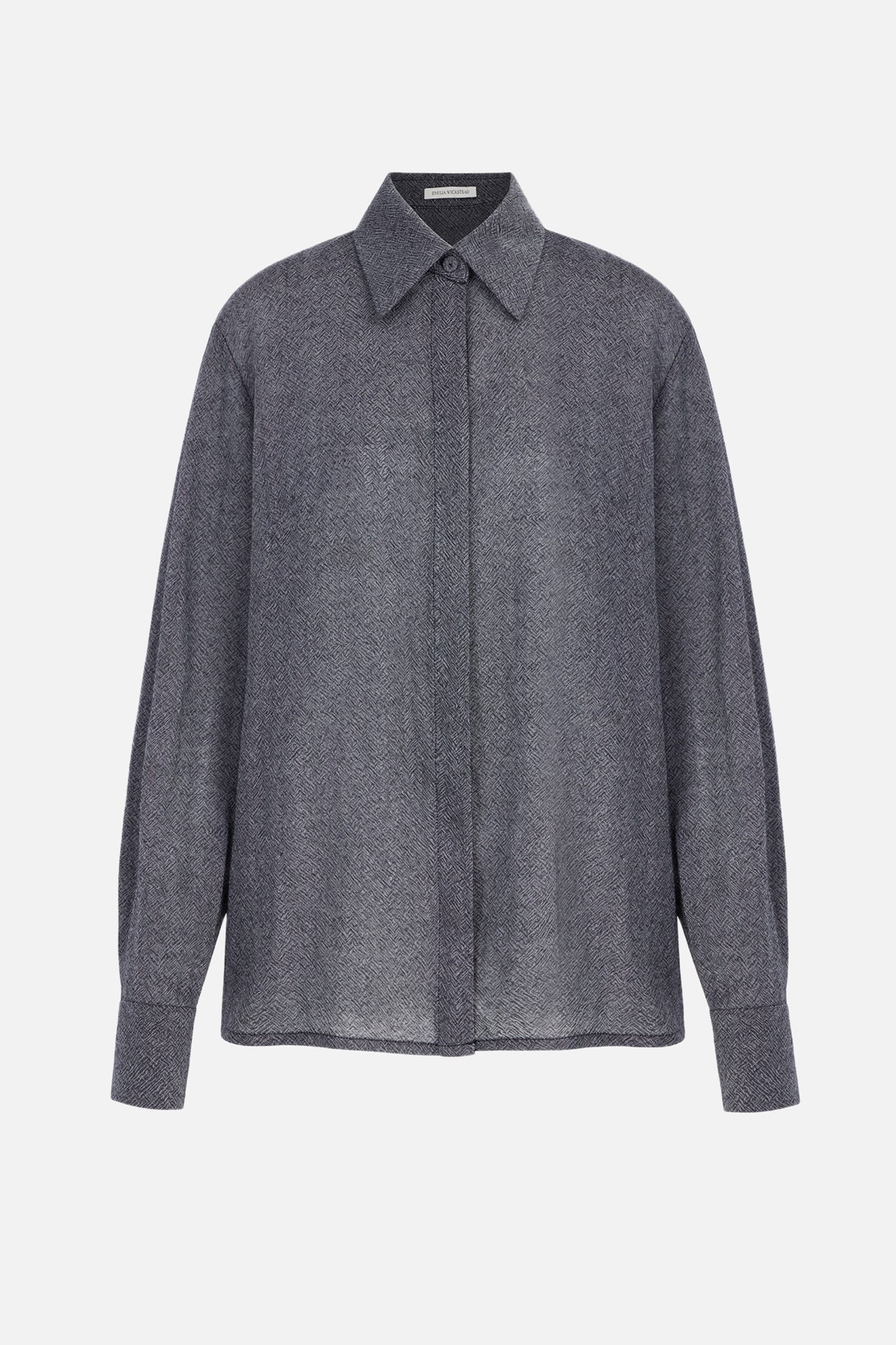 Bergman Top In Steel Grey Twill Wool