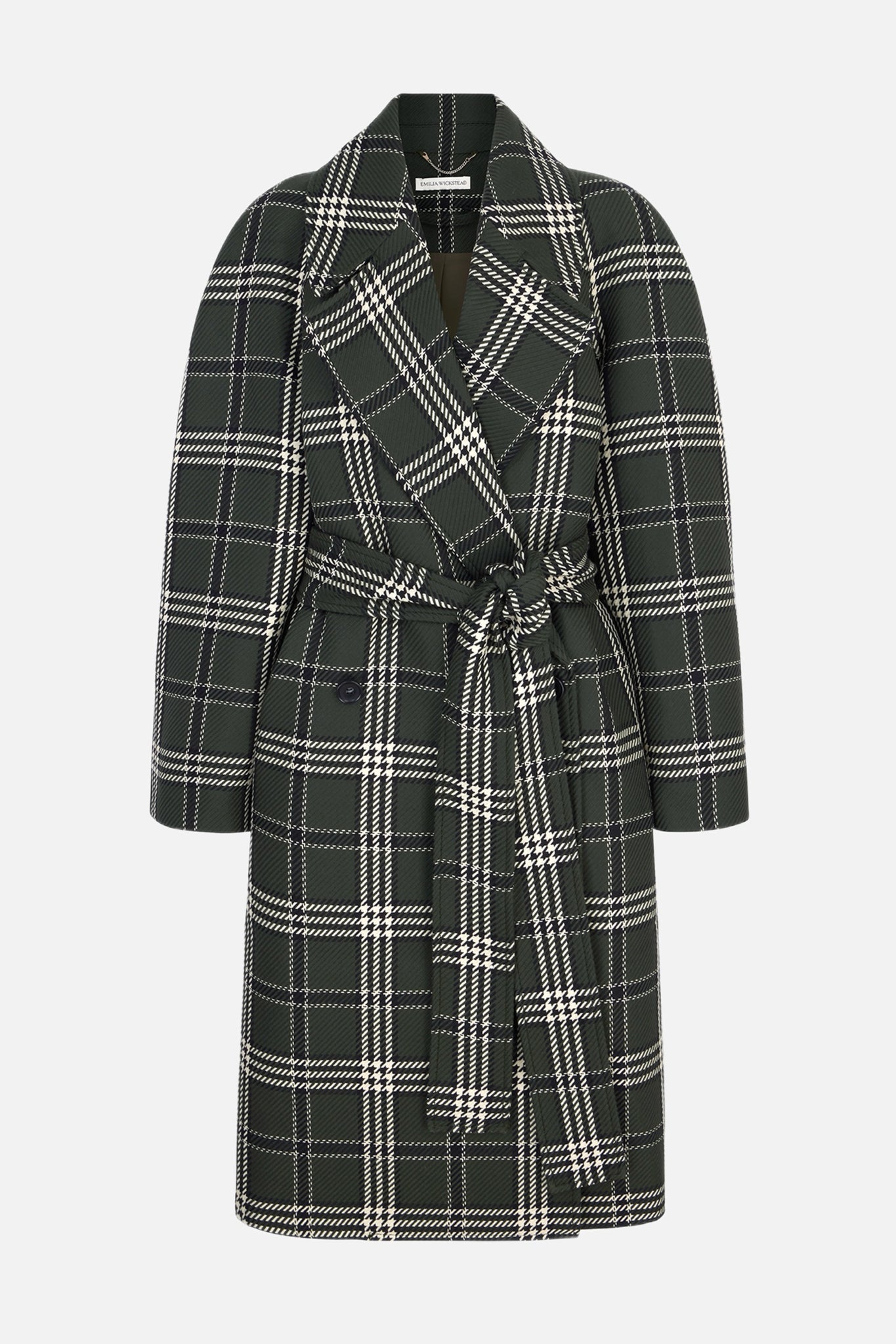 Lilabet Coat In Military Green Shetland Tartan