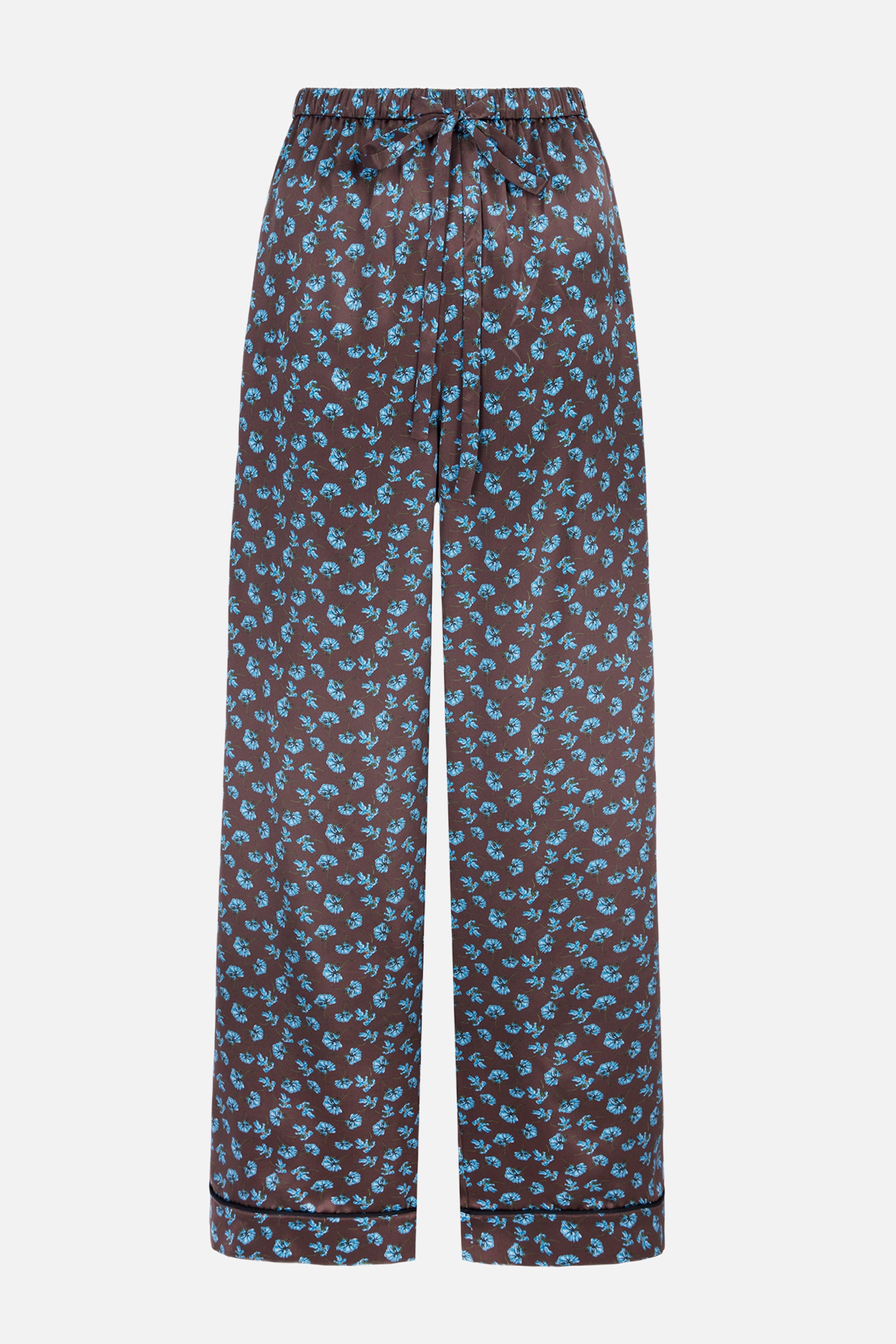 Ithaca Trousers Ditsy Marigold On Chocolate Silk Satin
