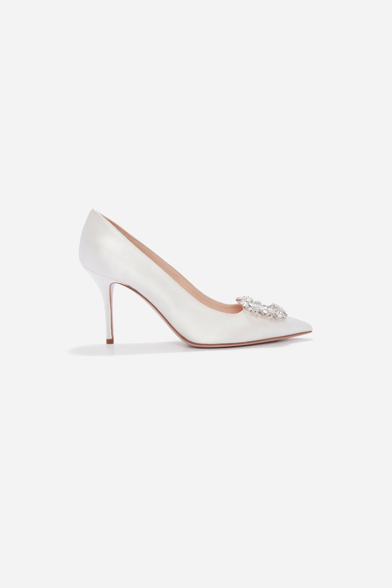 Sophia Shoe With Firework Buckle In Ivory Satin