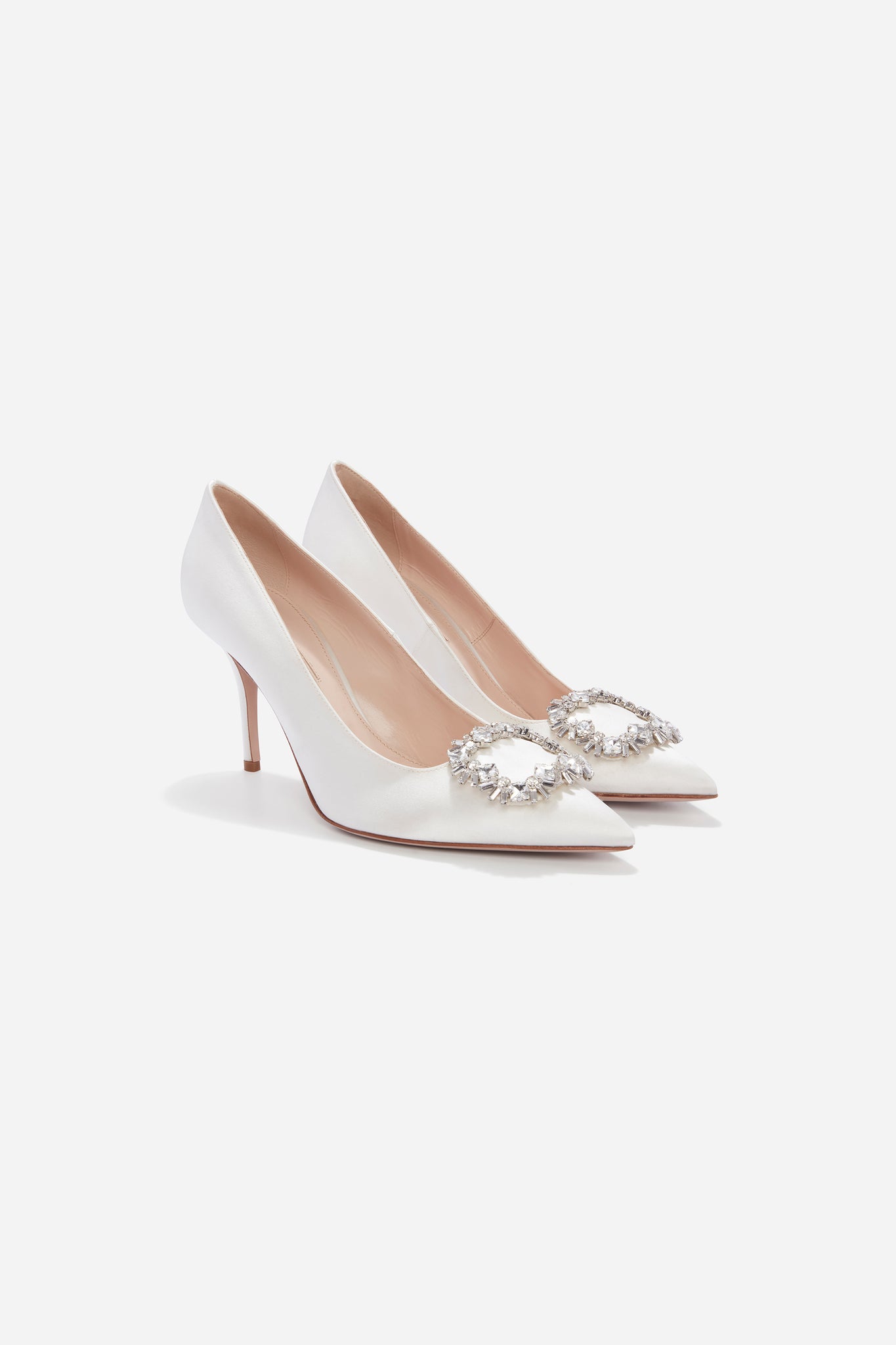 Sophia Shoe With Firework Buckle In Ivory Satin