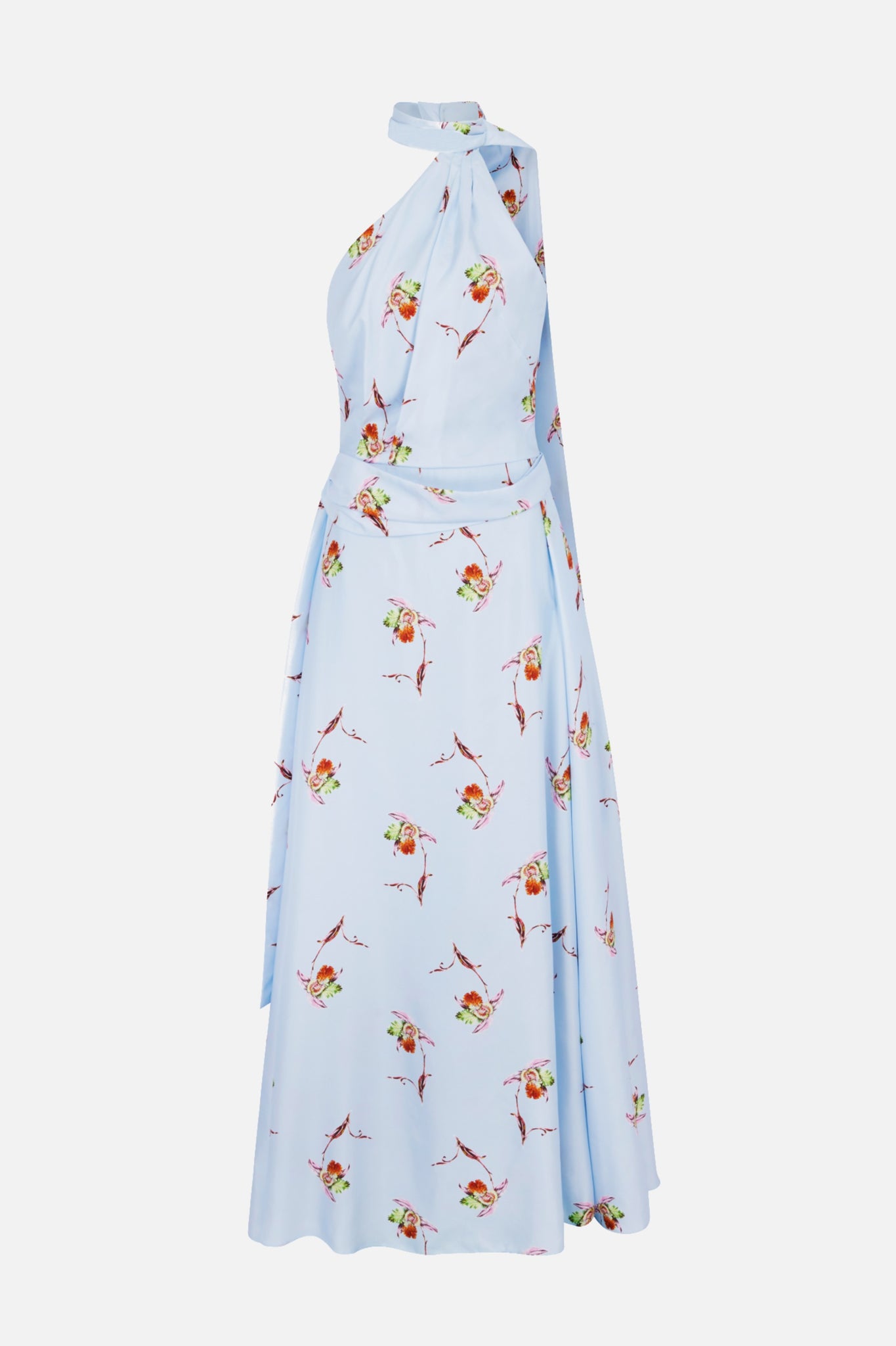 Desde Dress In Ice Blue Silk Twill