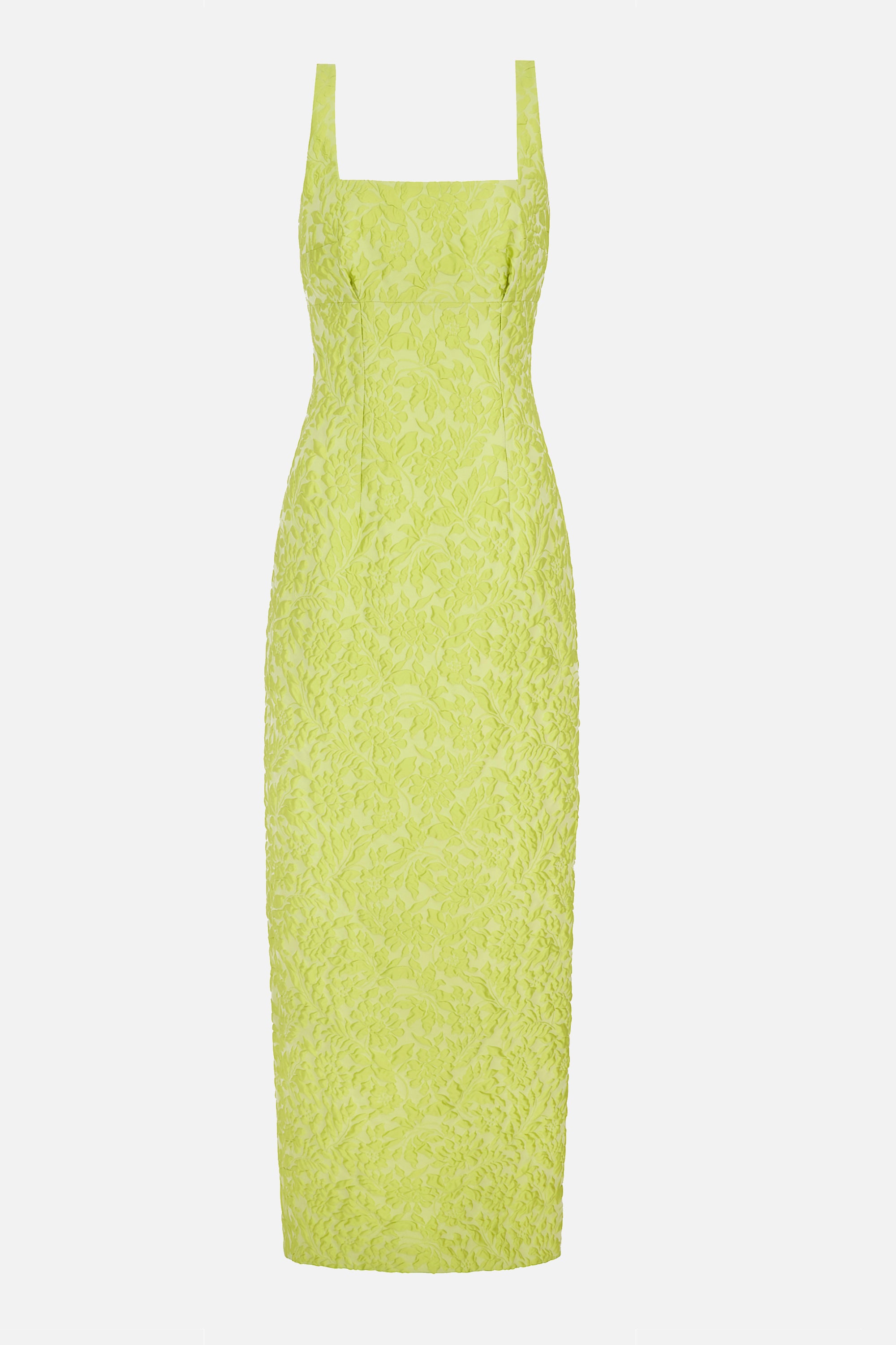 Micheline Dress in Lime Embossed Cloque
