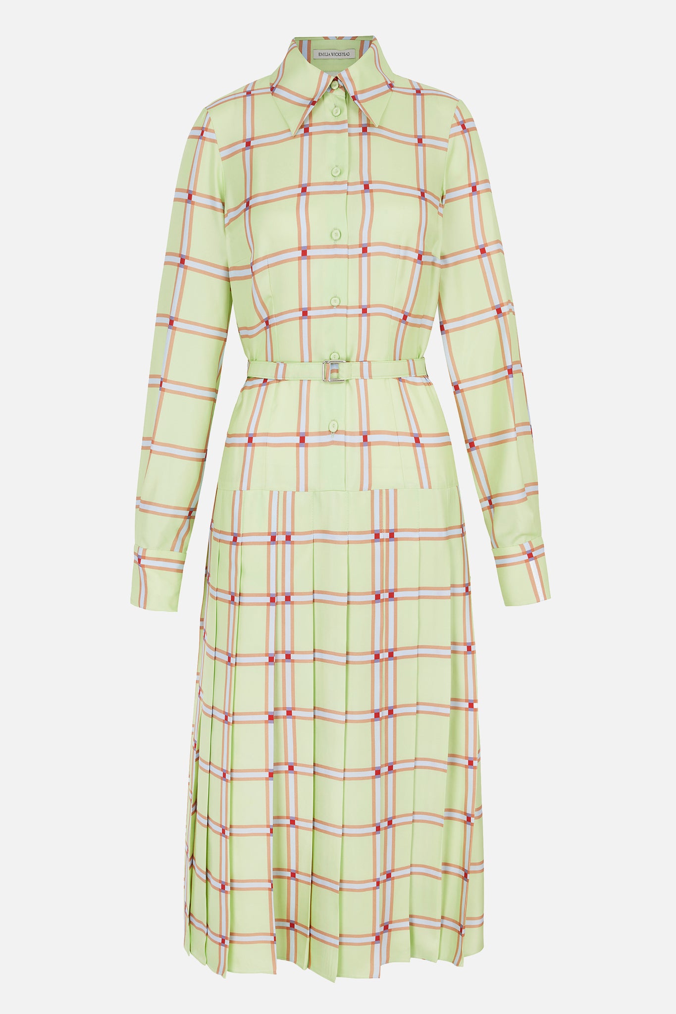 lime green plaid dress Ali Golden DRESS W RUFFLE
