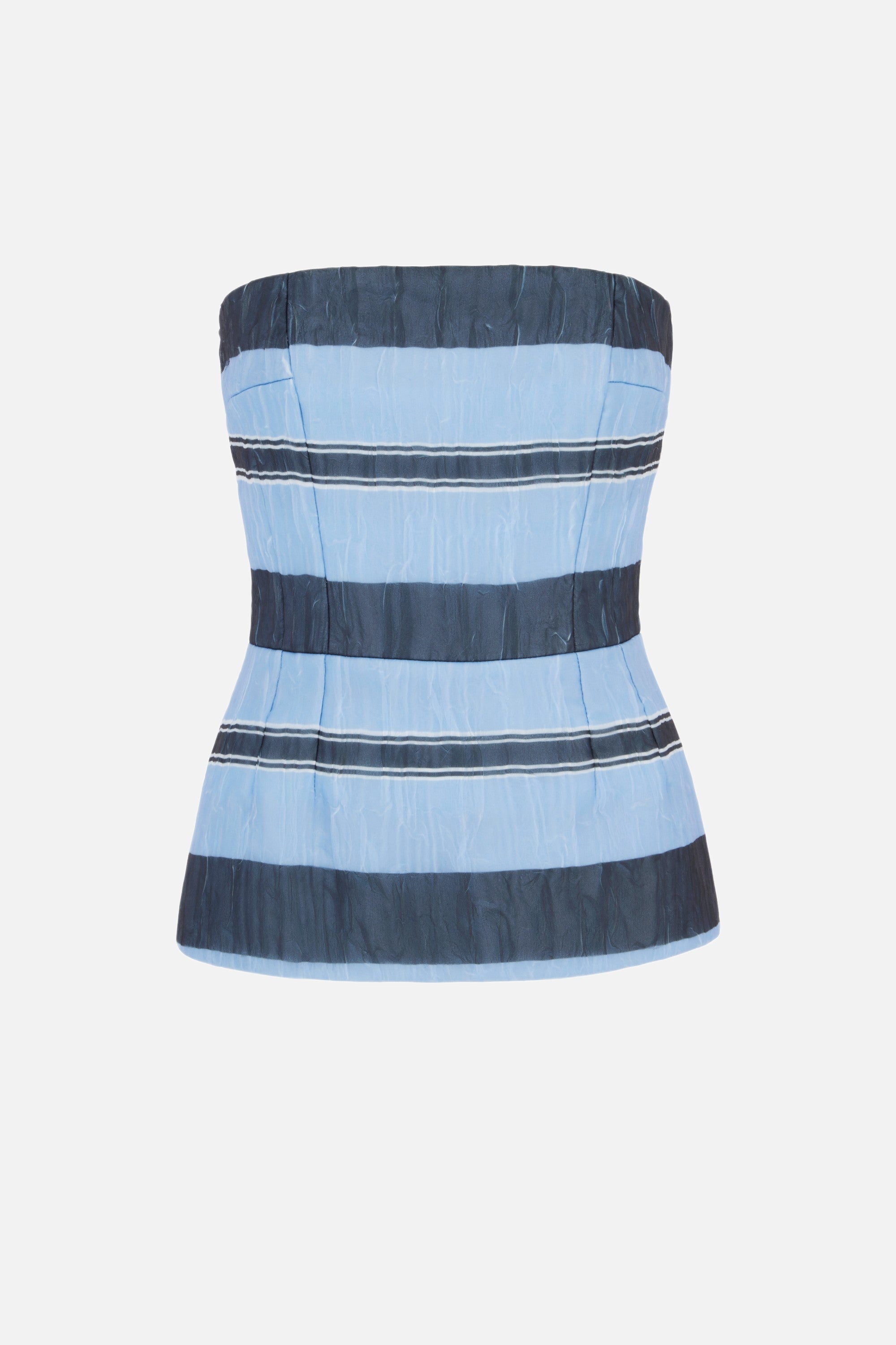 Munveen Top in Blue & Black Striped Textured Organza