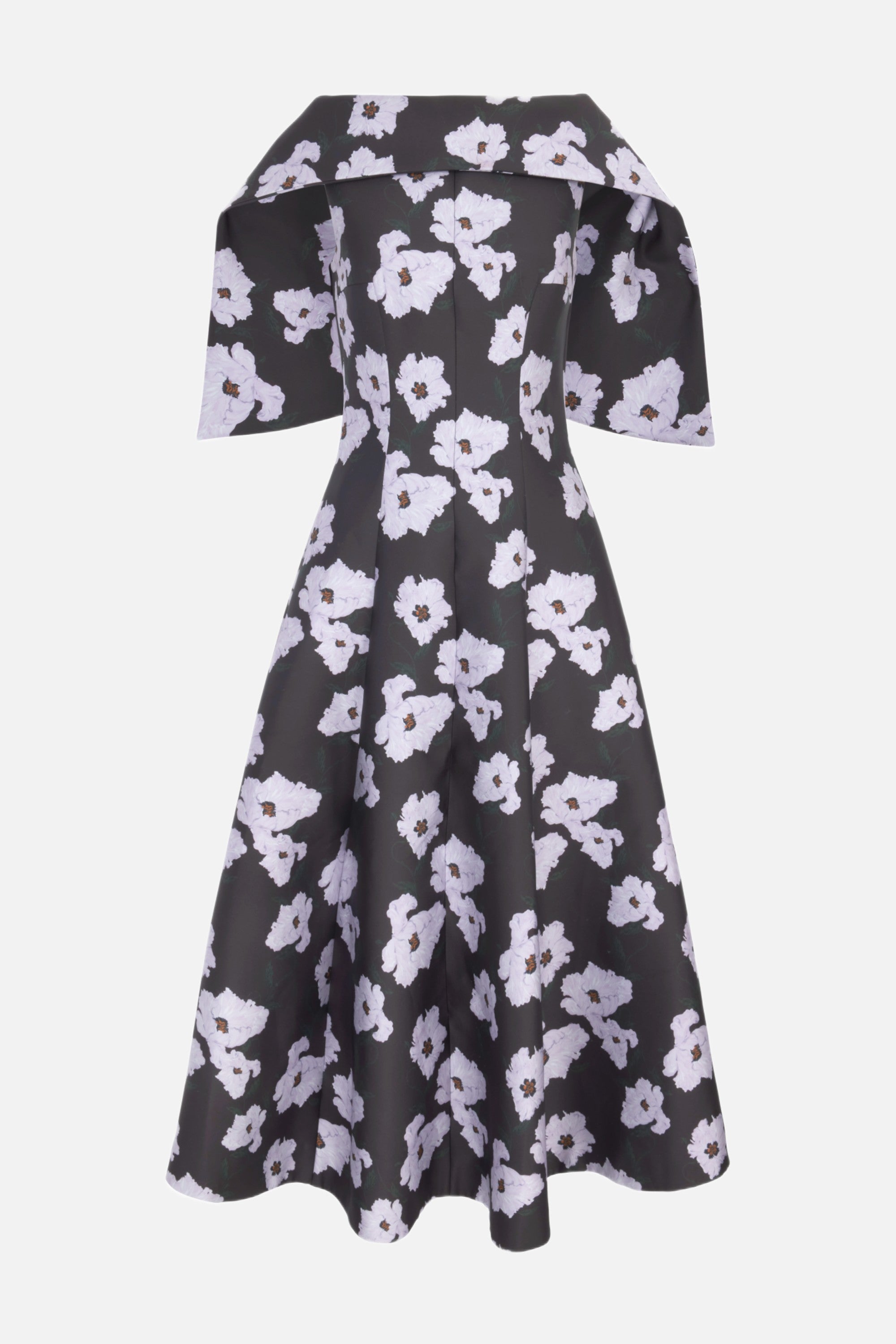 Cyralisse Dress in Chocolate & Lilac Breezy Poppy Mikado