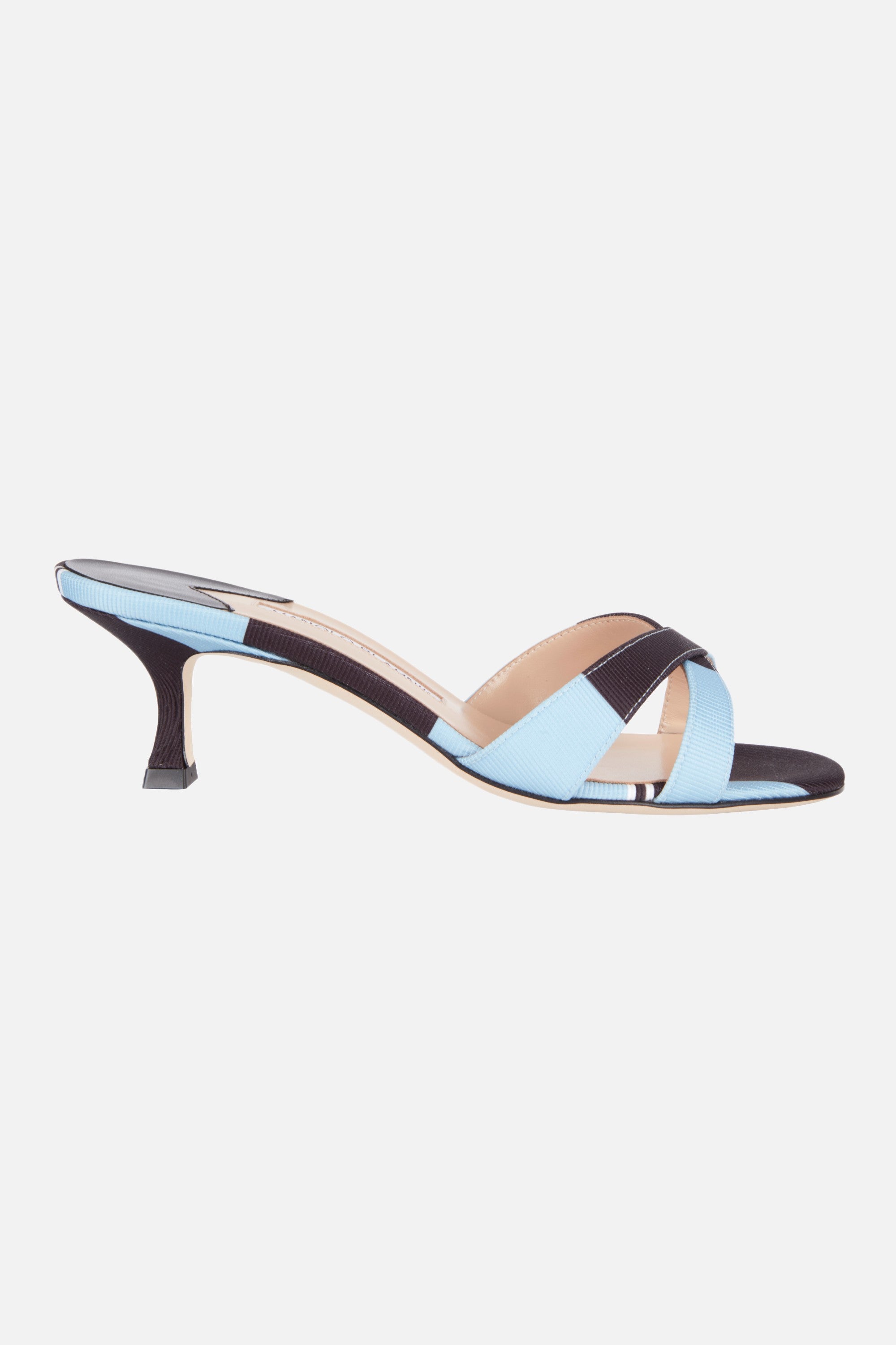 Callamu Shoe in Blue & Black Stripe Taffeta Faille
