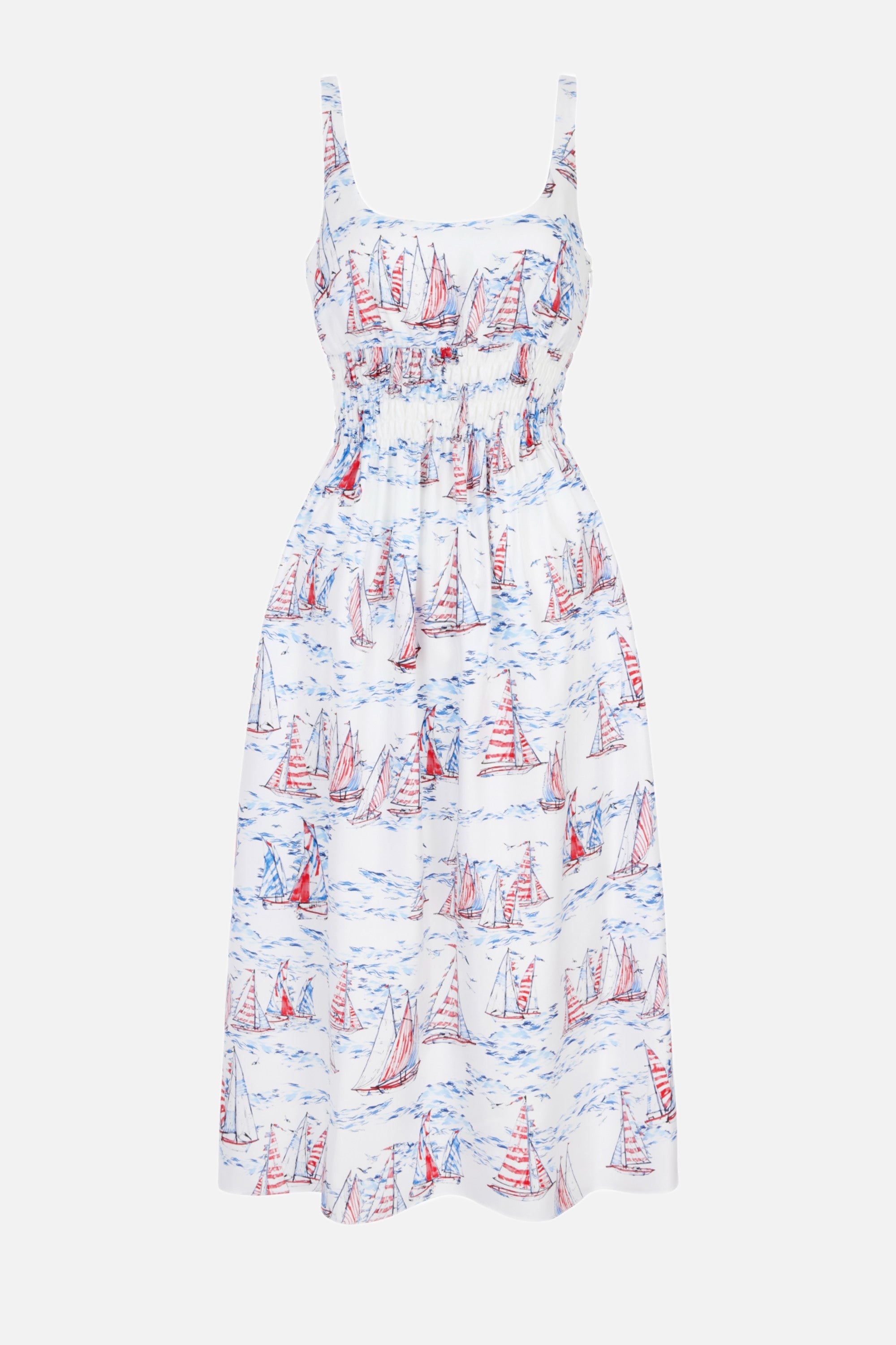 Giovanna Dress in Boat Print Silk Twill