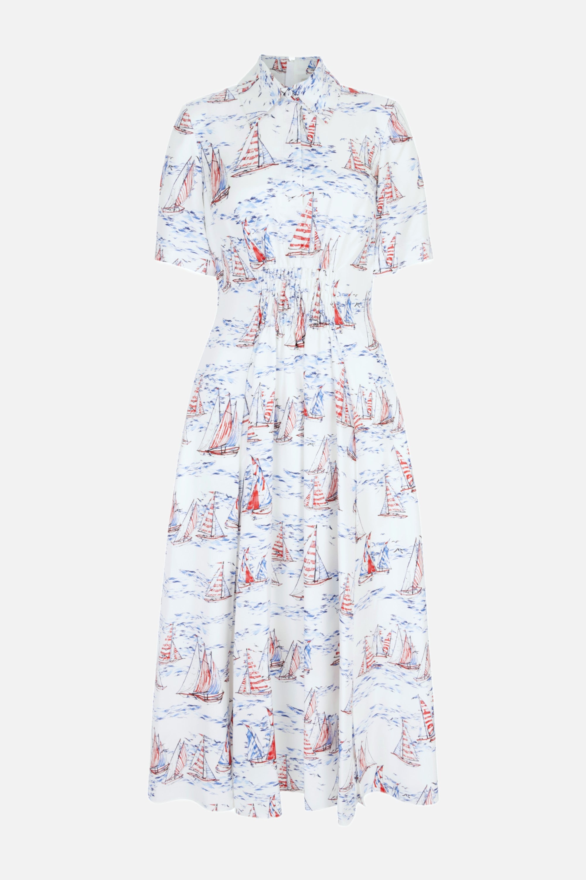 Khloe Dress in Boat Print Silk Twill