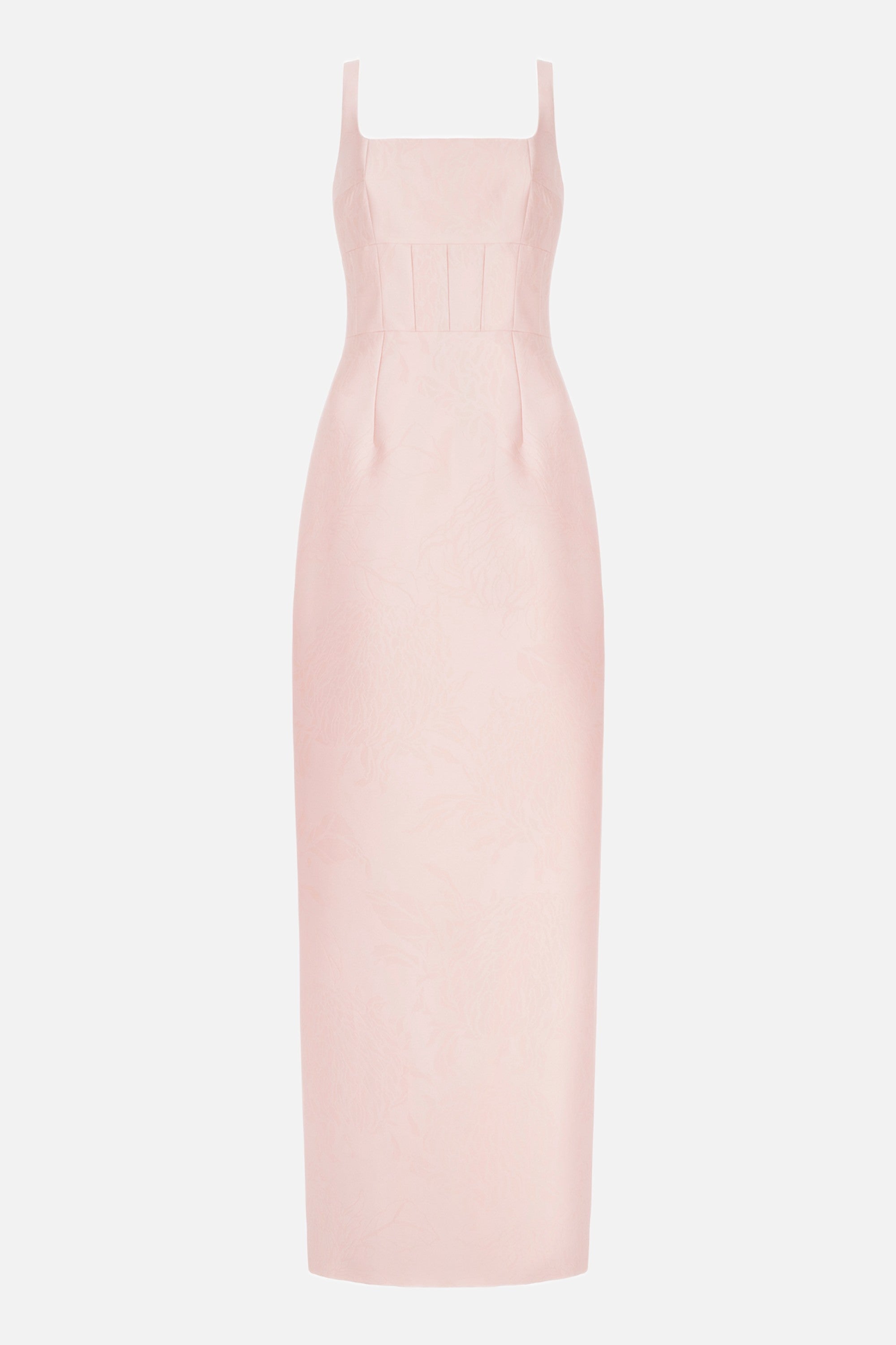 Megara Dress in Pink Embossed Cloque