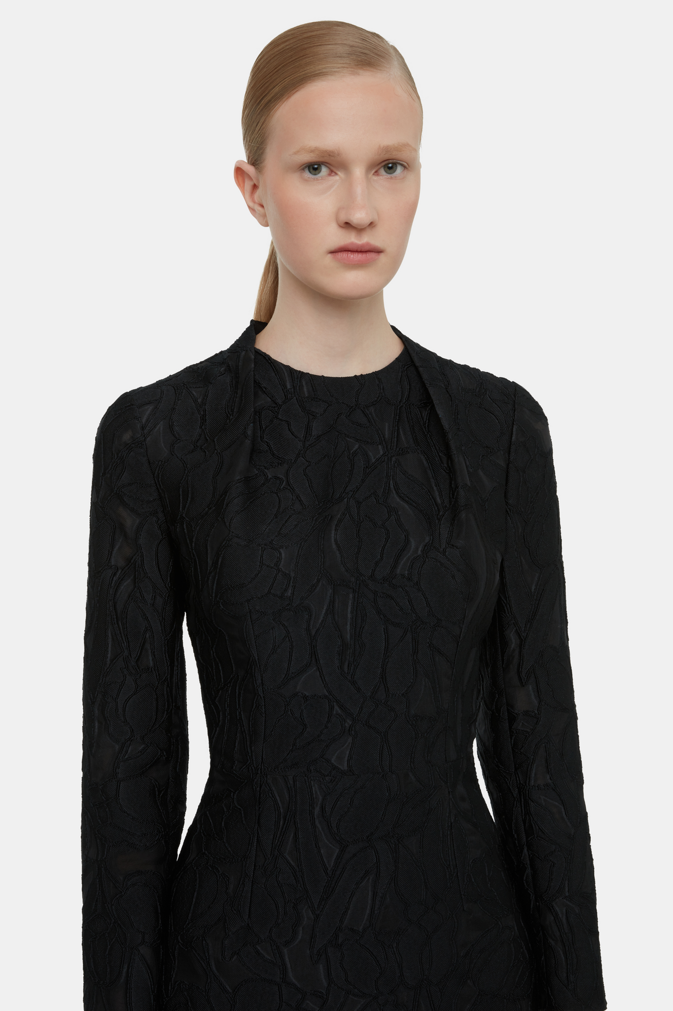 Seneca Dress in Black Embellished Wool | Emilia Wickstead