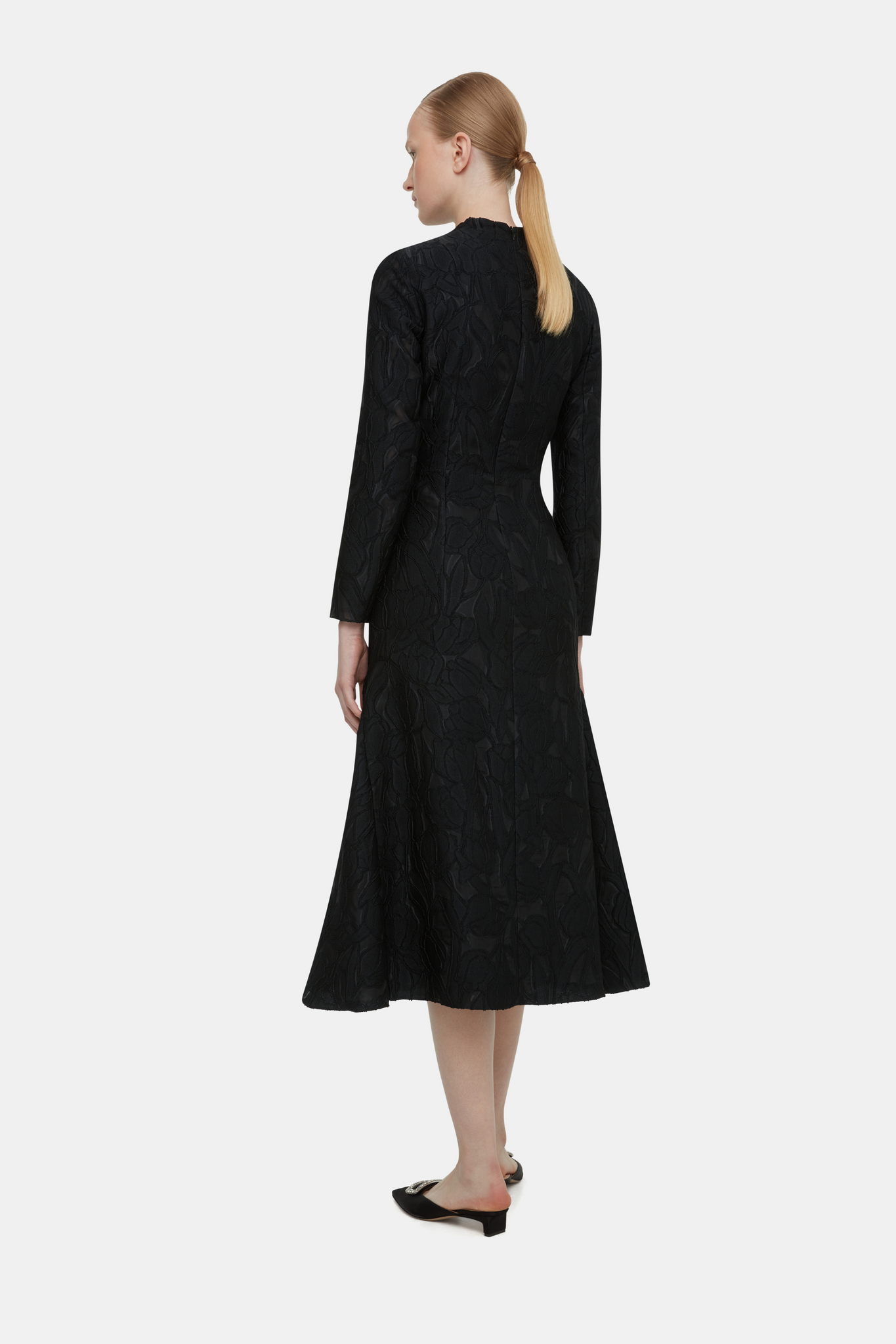 Seneca Dress in Black Embellished Wool | Emilia Wickstead