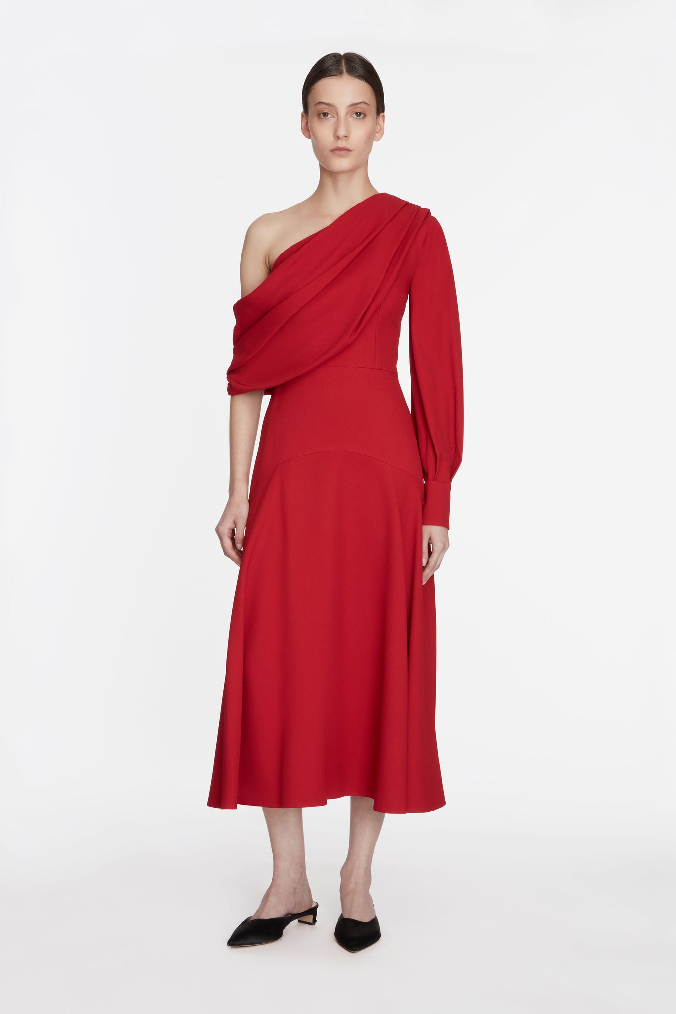 Sehima Dress In Red Sable Crepe