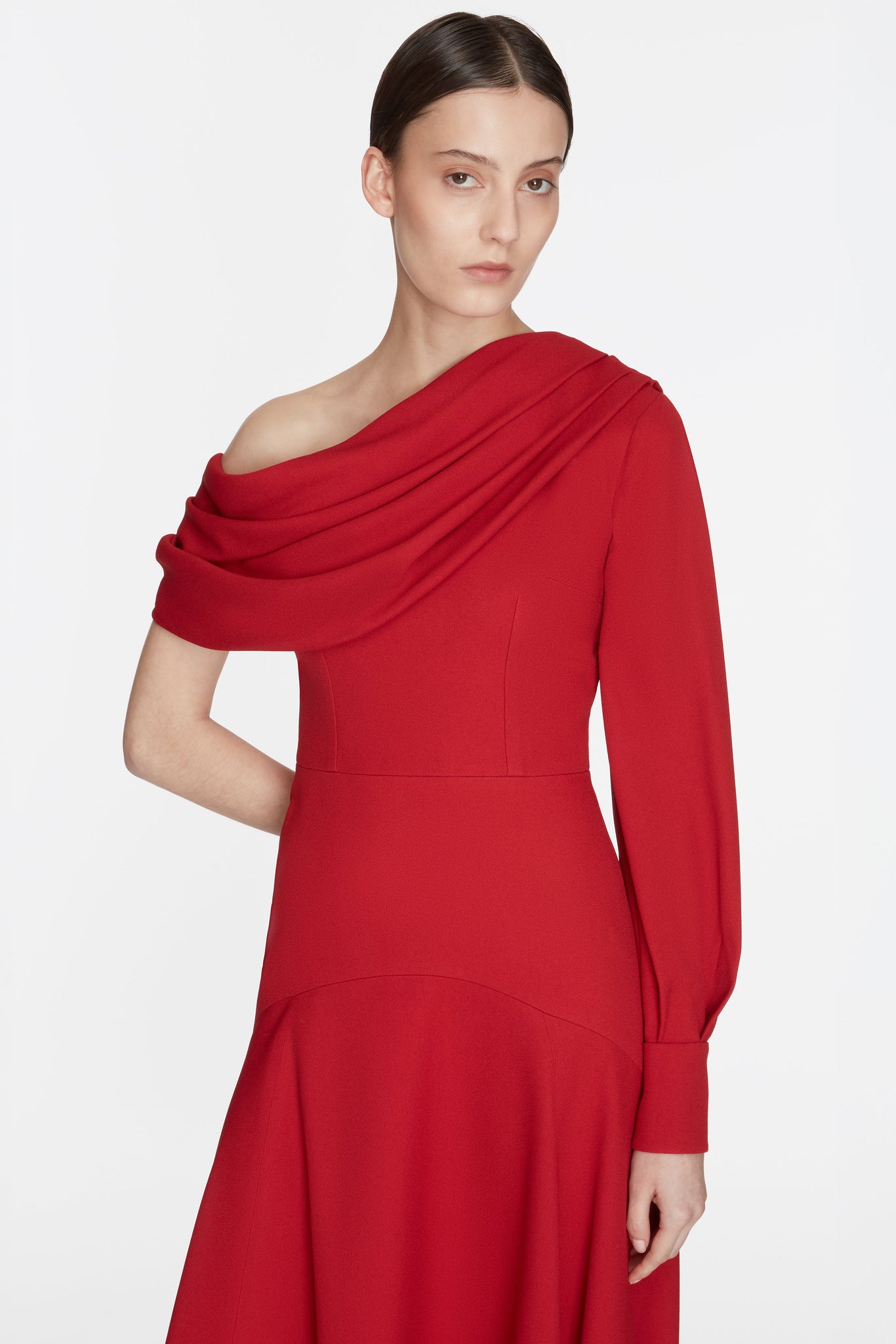 Sehima Dress In Red Sable Crepe