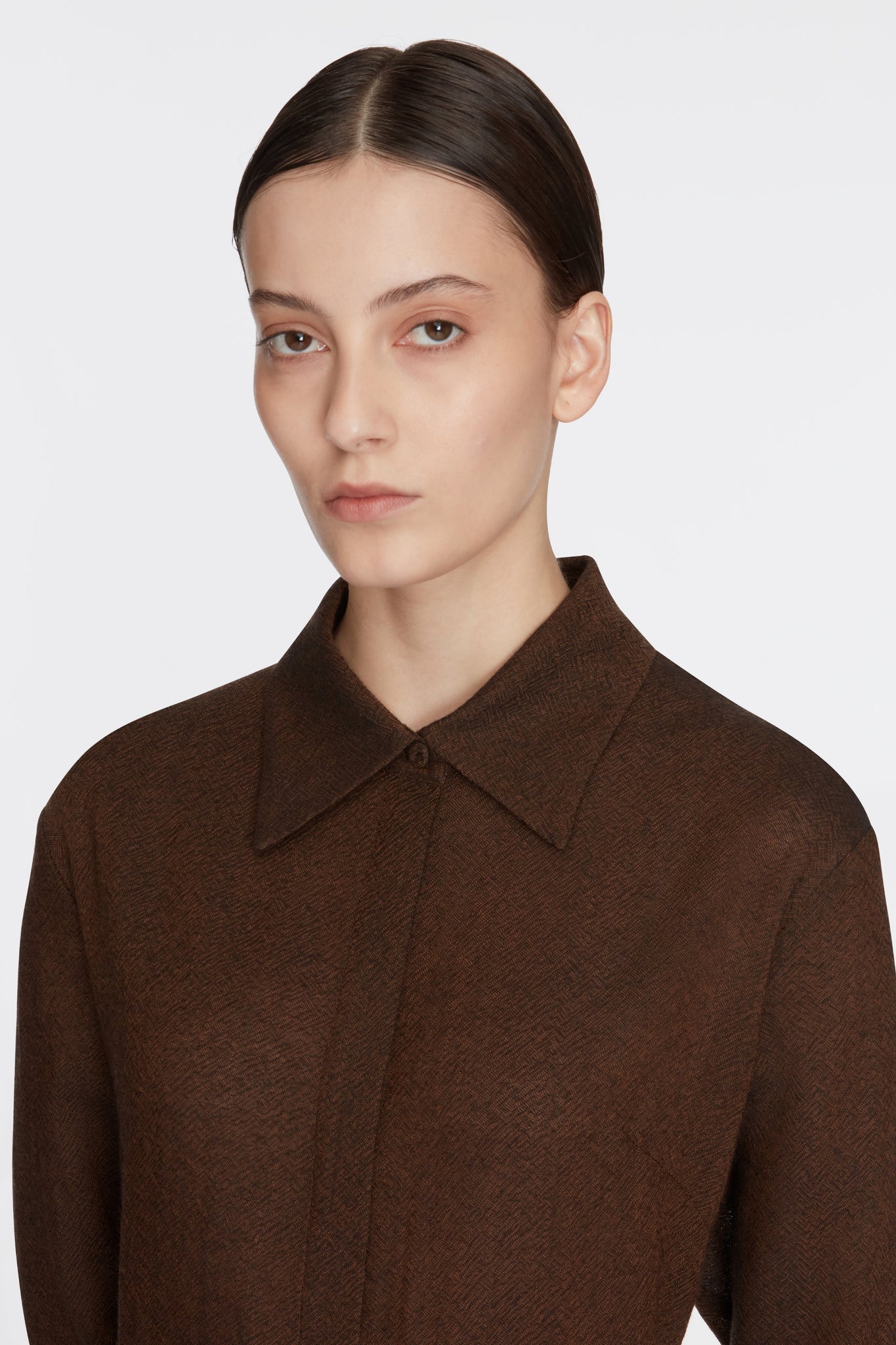 Bergman Top In Cinnamon Twill Wool