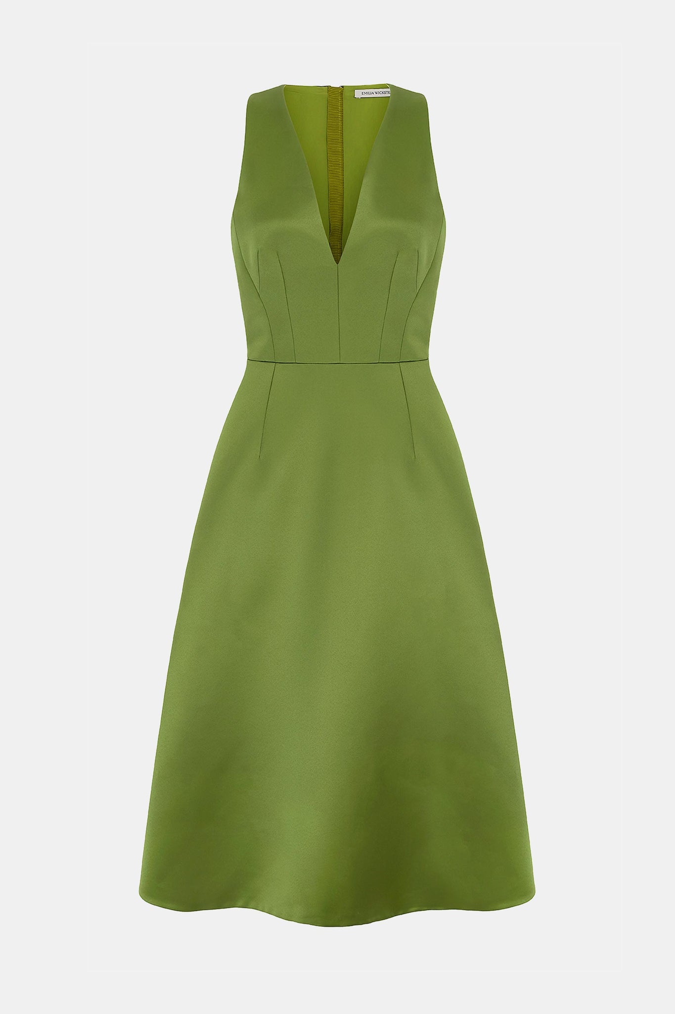 Adonica Dress In Green Italian Duchess Satin