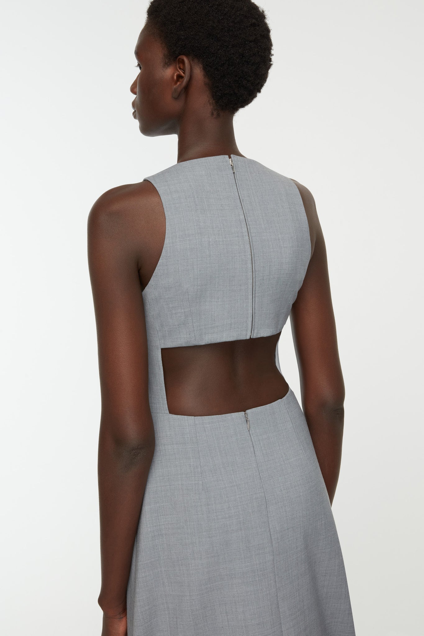 Adonica Dress In Grey Summer Wool