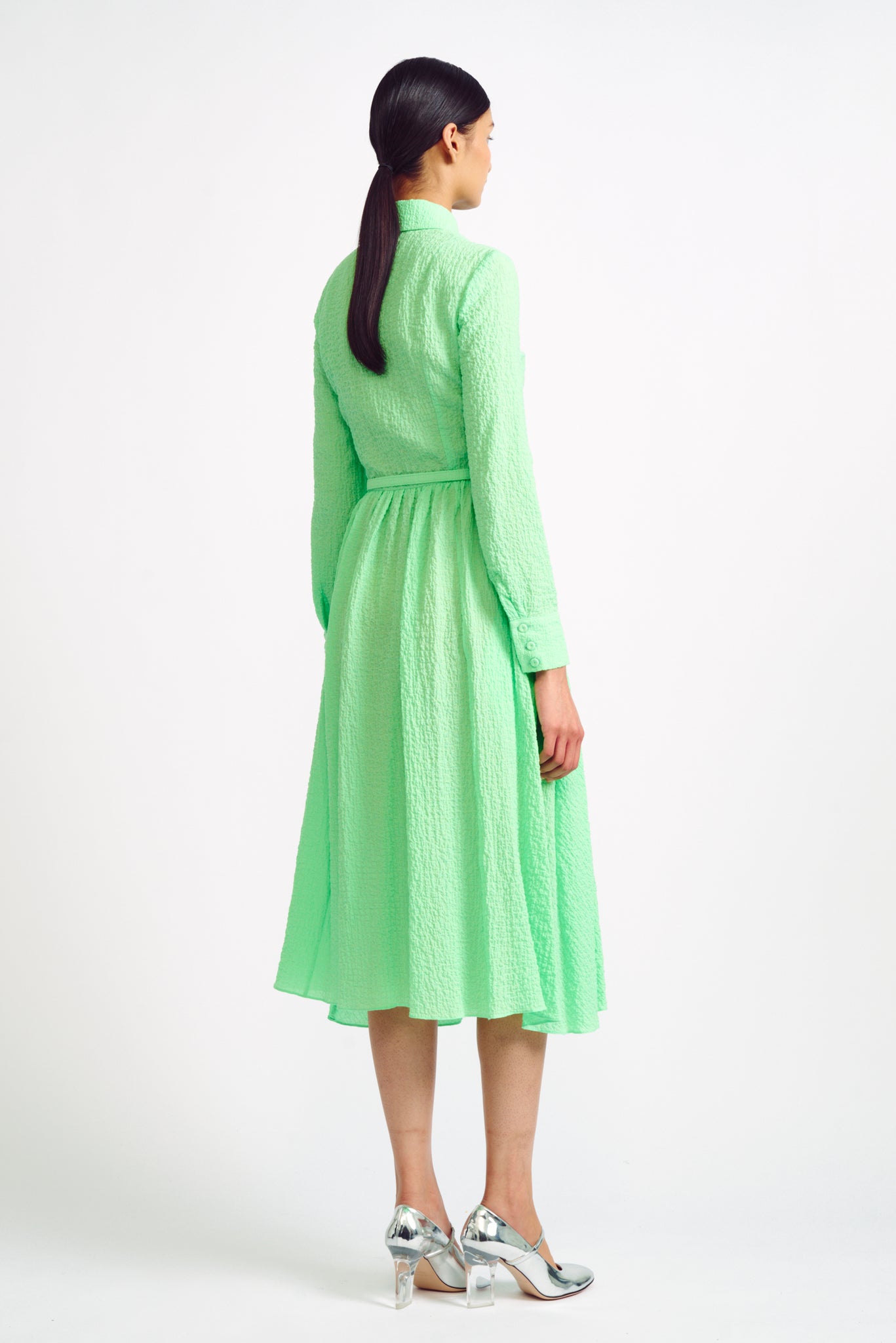 Aishan Mint Cotton Cloque Shirt Dress | Emilia Wickstead