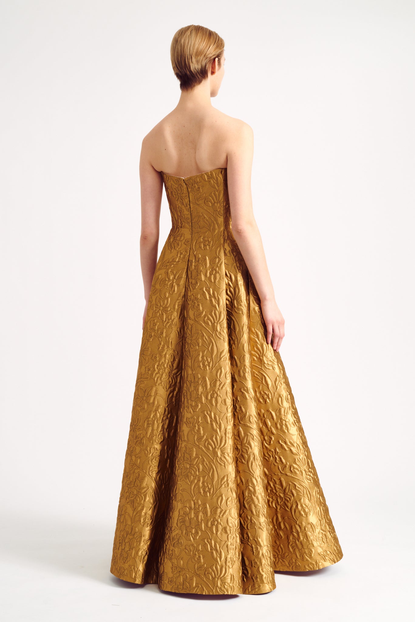 Alivia Dress in Gold Lurex Metallic Jacquard | Emilia Wickstead