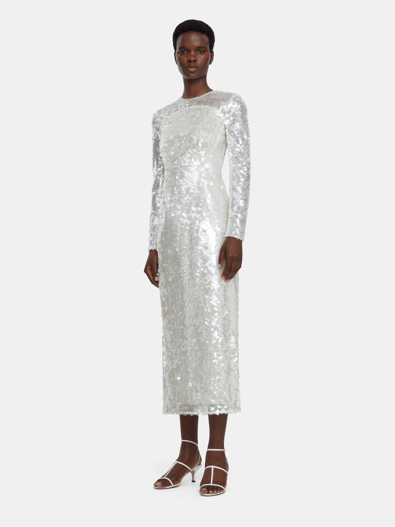 Amiria Clear White Sequin Long Sleeve Dress Emilia Wickstead