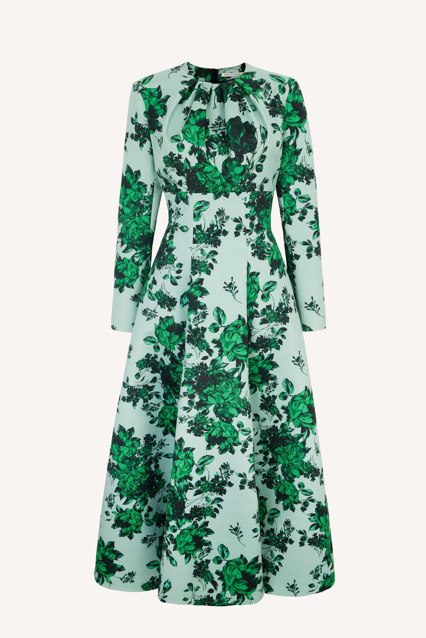 Brita Green Festive Bouquet Taffeta Faille Dress | Emilia Wickstead